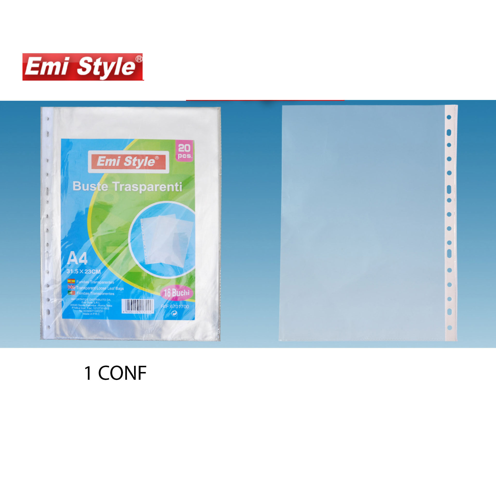 EMI STYLE BUSTE TRASPARENTI A4 20PCSEmi Style