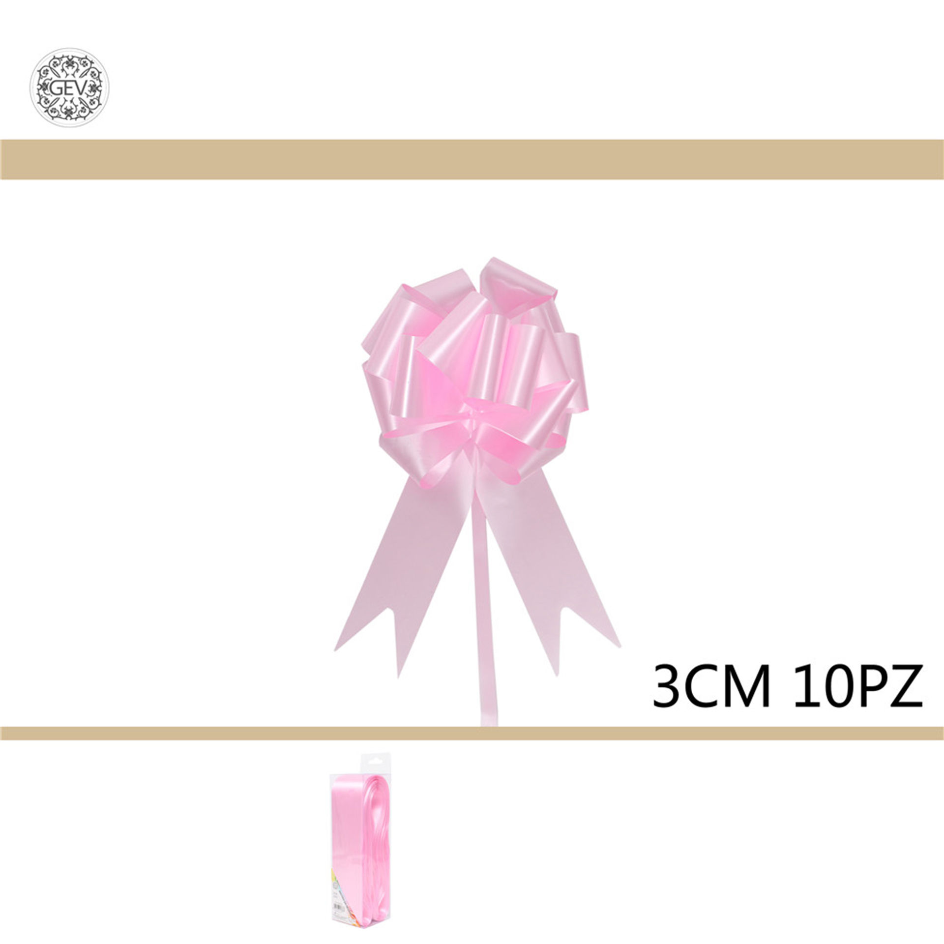 NASTRO FIOCCO DA REGALO 10PZ 3CM ROSAGev