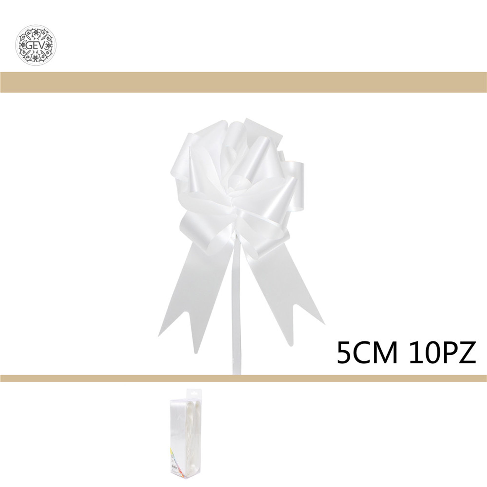 NASTRO FIOCCO DA REGALO 10PZ 5CM BIANCOGev
