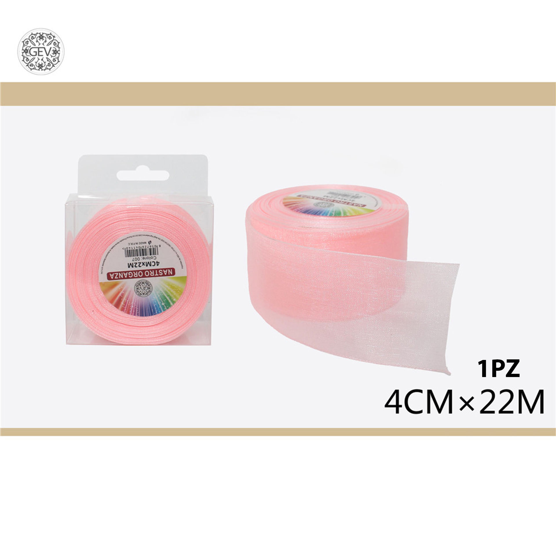 NASTRO ORGANZA 4CMX22MT 007 ROSAGev