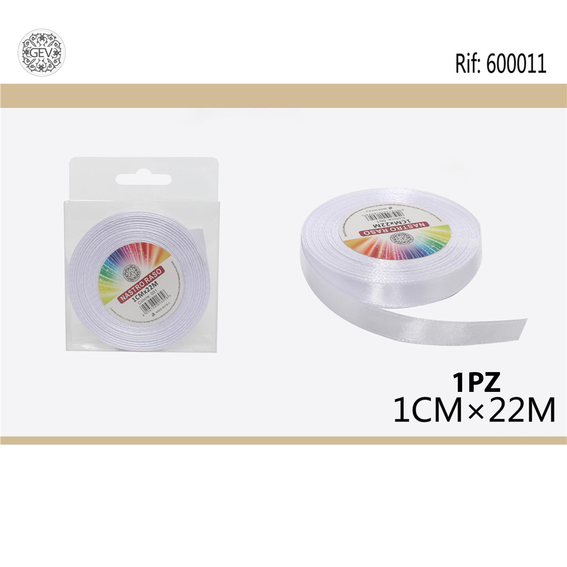 NASTRO RASO 1.0CMX25Y 001BIANCOGev