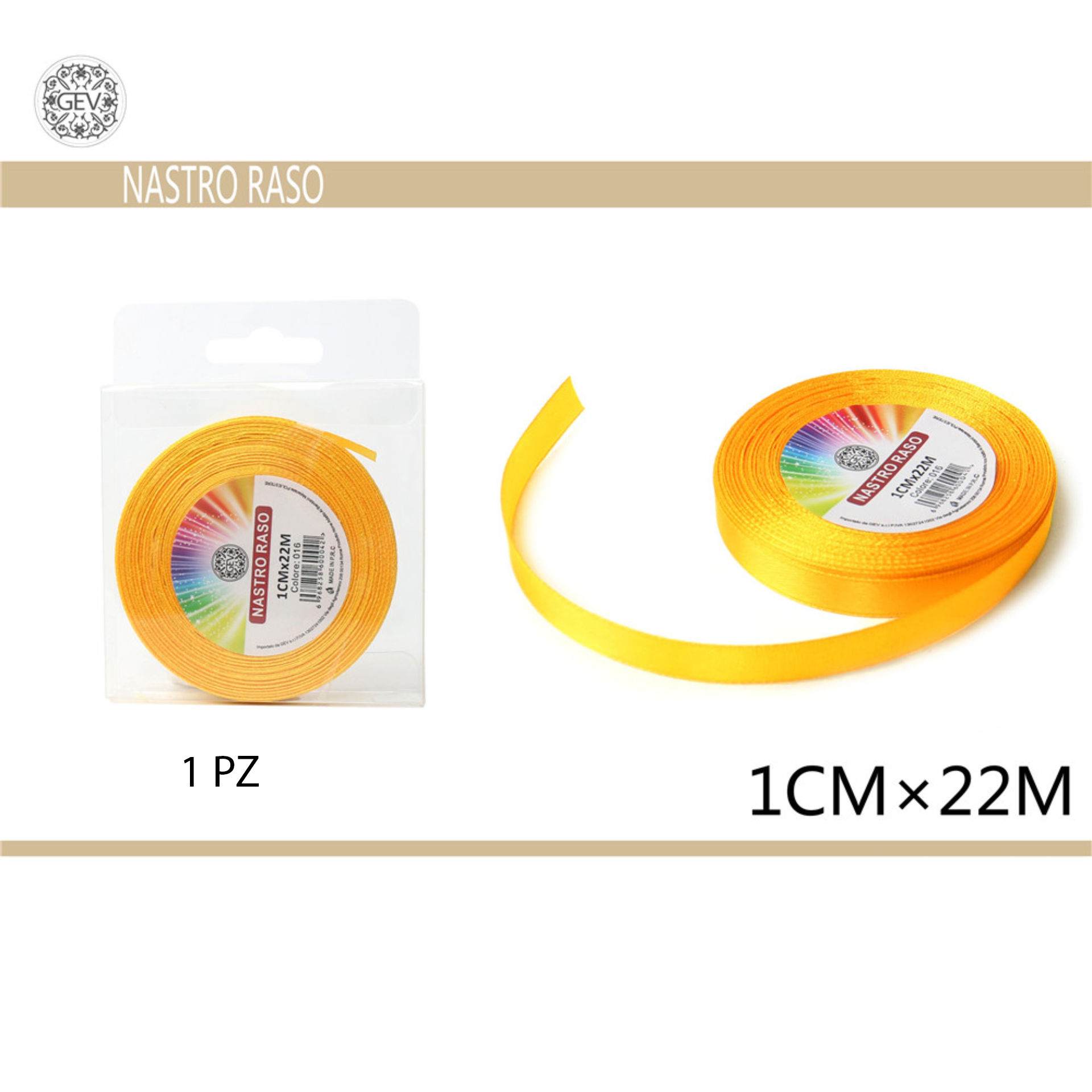 GEV NASTRO RASO 1.0CMX25M GIALLOGev