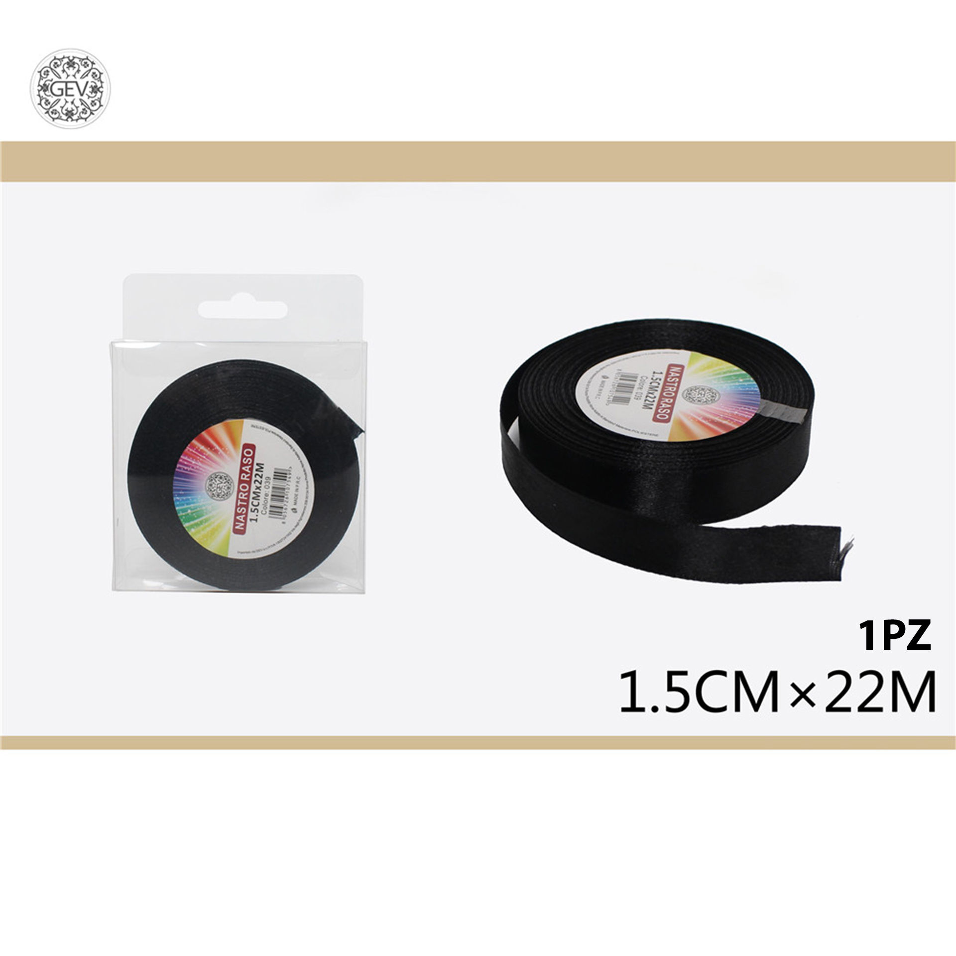 NASTRO RASO 1.5CMX25Y 039NEROGev