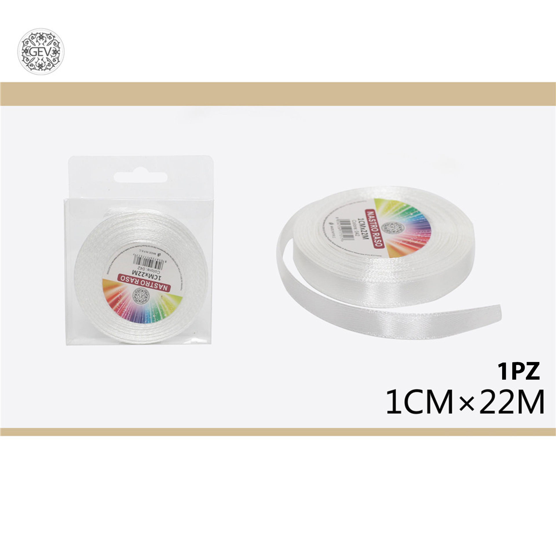 NASTRO RASO 1CMX22MT 042 BIANCOGev