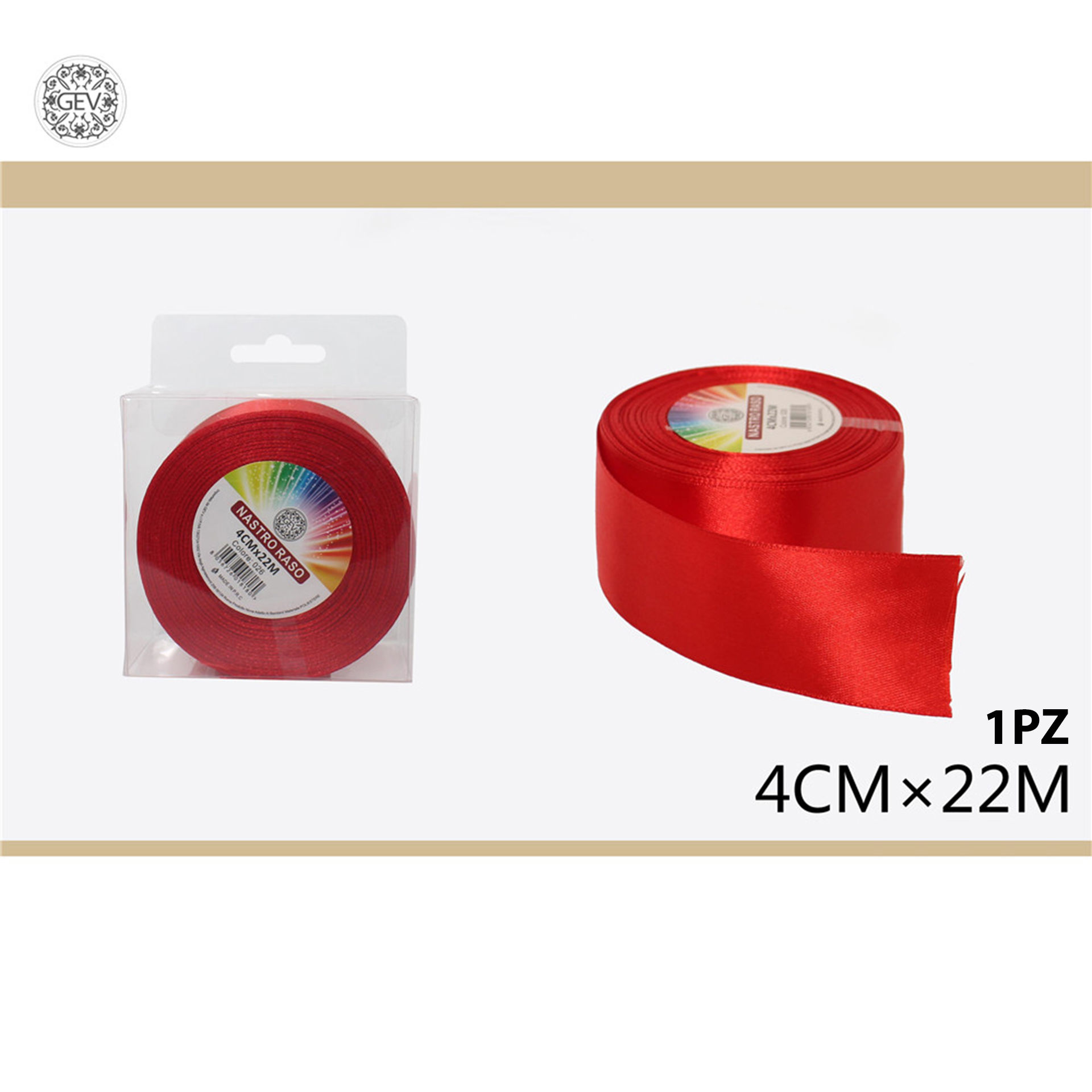 NASTRO RASO 4CMX25Y 026ROSSOGev