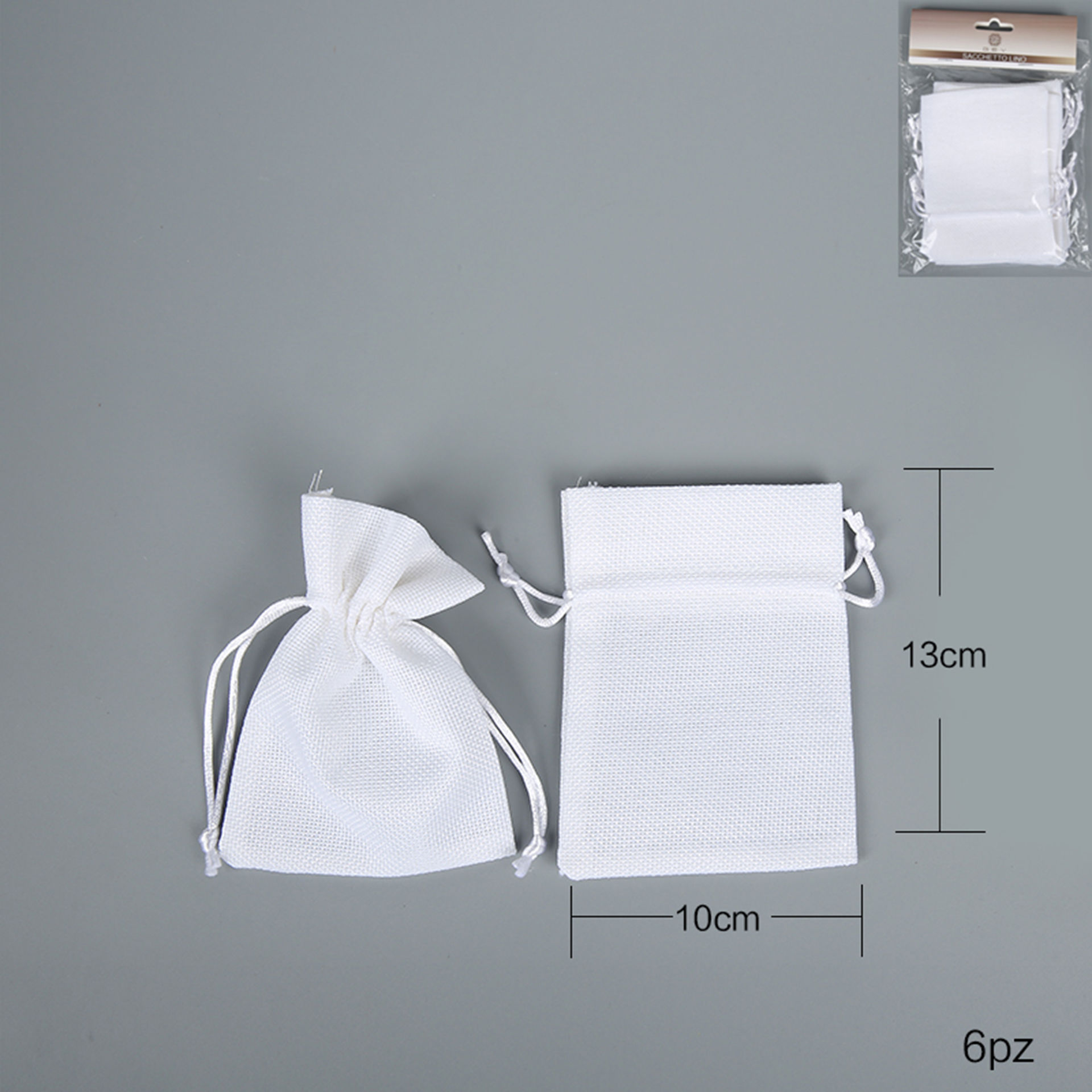 SACCHETTO LINO 10*13CM 6PZ BIANCOGev