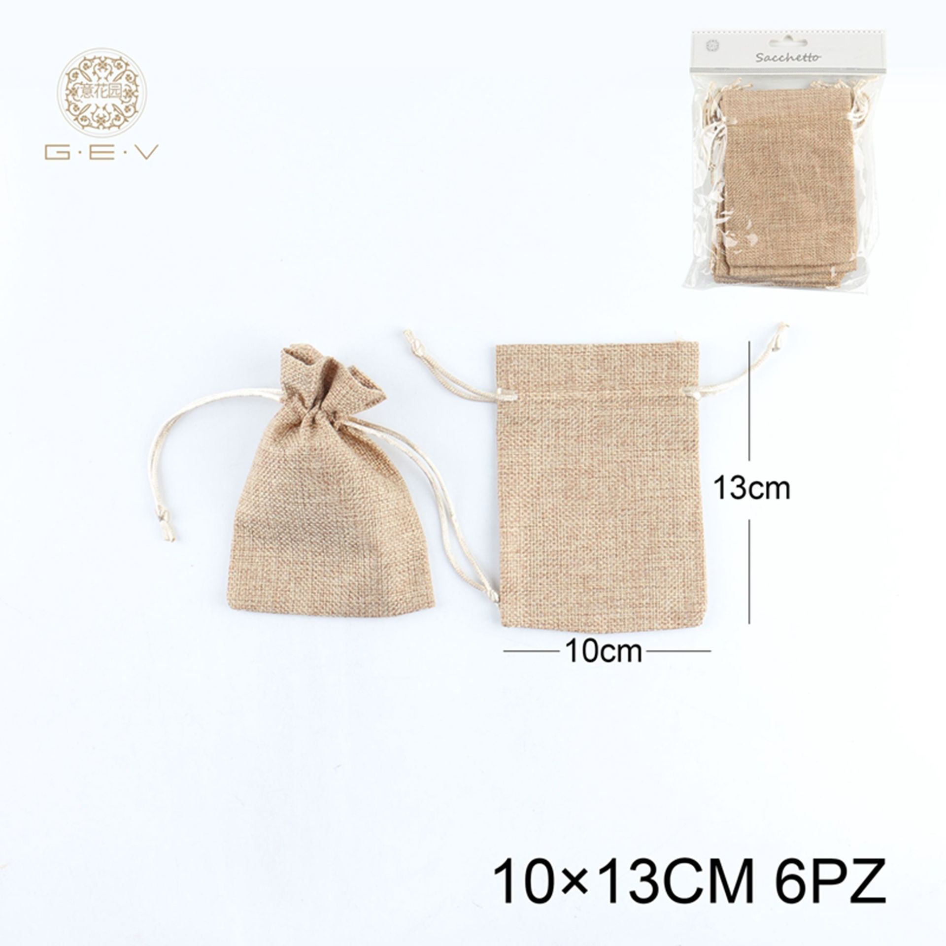 SACCHETTO LINO 10*13CM 6PZ MARRONEGev