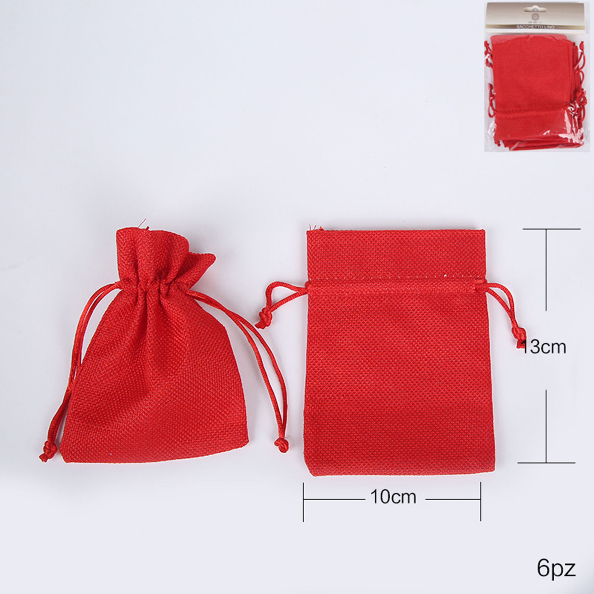SACCHETTO LINO 10*13CM 6PZ ROSSOGev