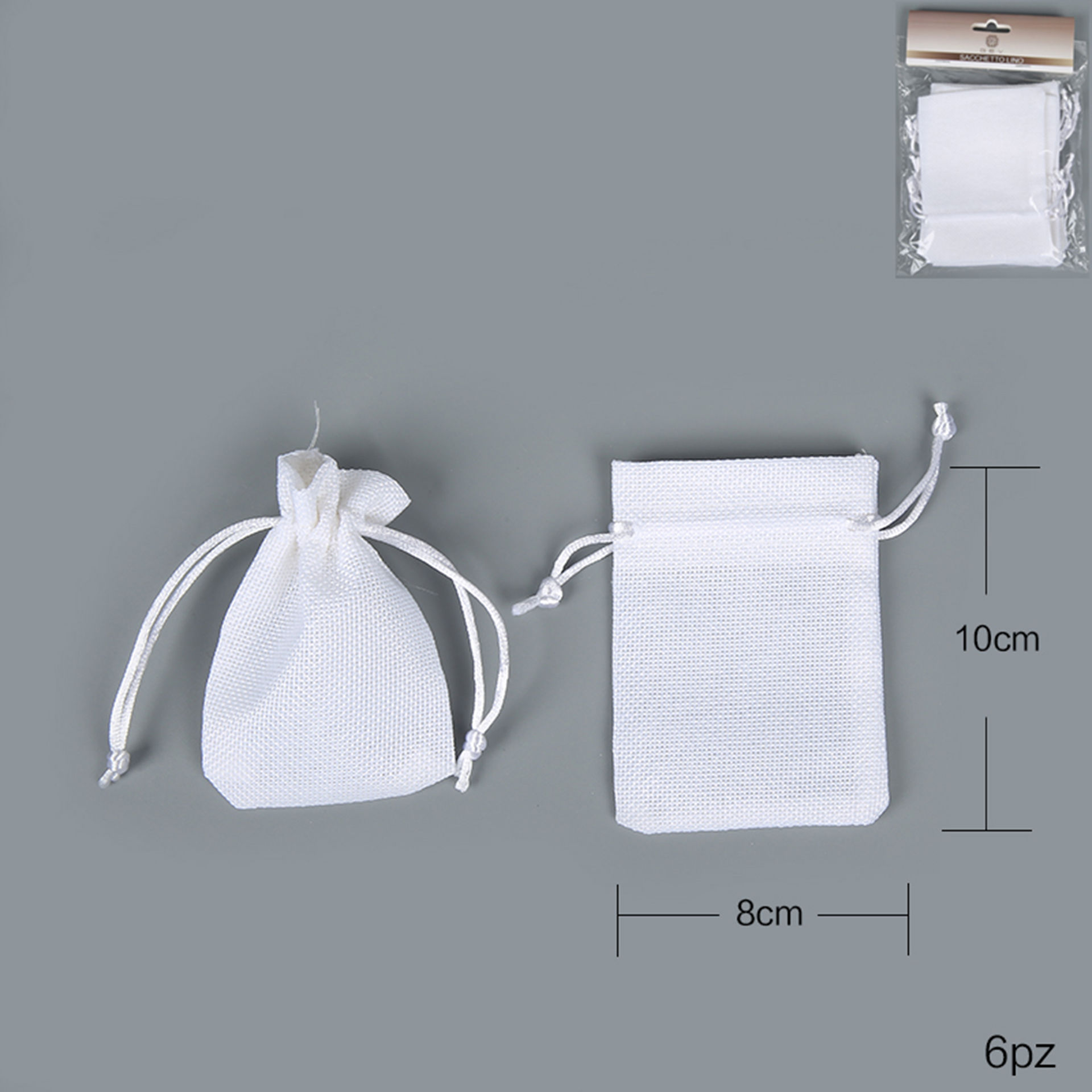 SACCHETTO LINO 8*10CM 6PZ BIANCOGev