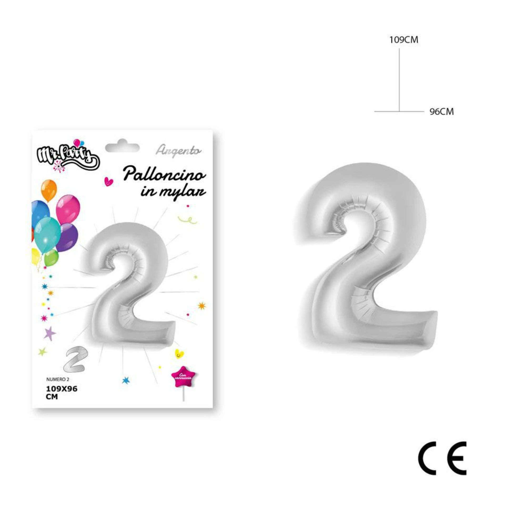 MR.PARTY PALLONCINO MYLAR ARGENTO 2 109X96CMDc