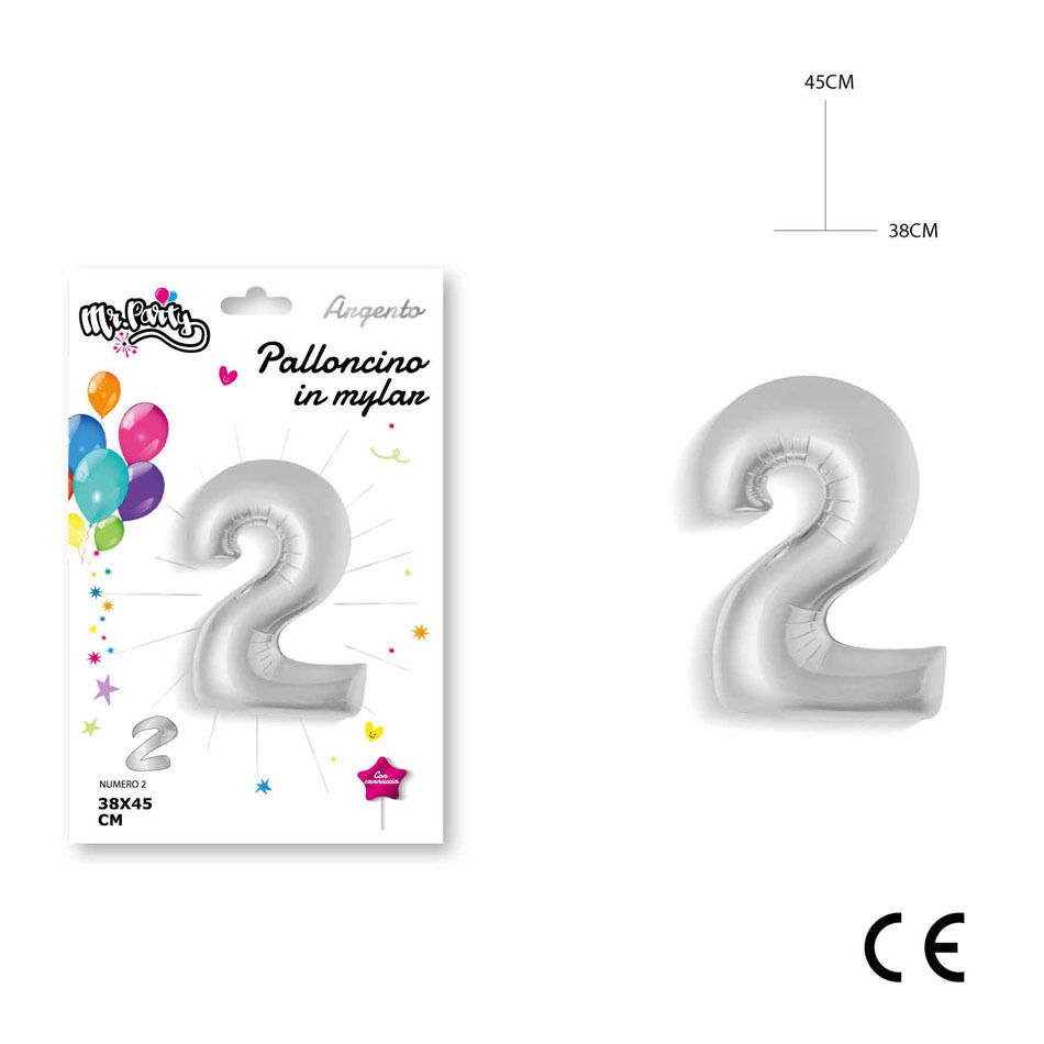 MR.PARTY PALLONCINO MYLAR ARGENTO 2 38X45CMDc