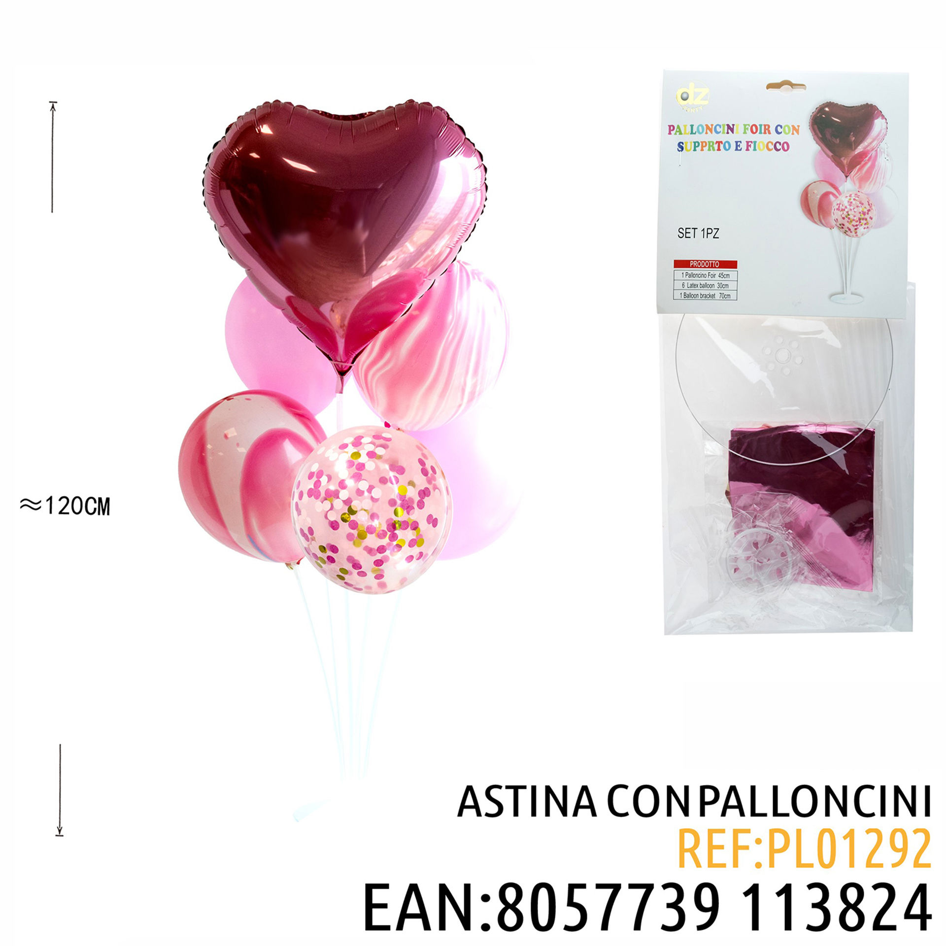 PALLONCINI FOIR CON SUPPORTO E FIOCCODz