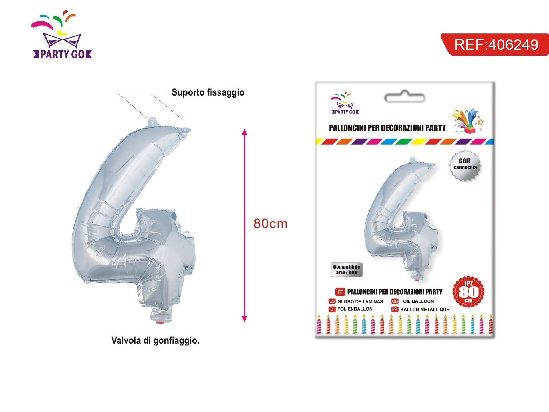 PALLONCINO ALLUMINIO N4 80CMParty Go