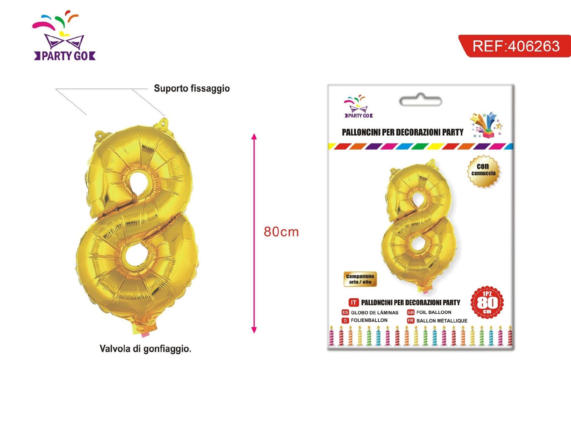 PALLONCINO ALLUMINIO N8 80CMParty Go