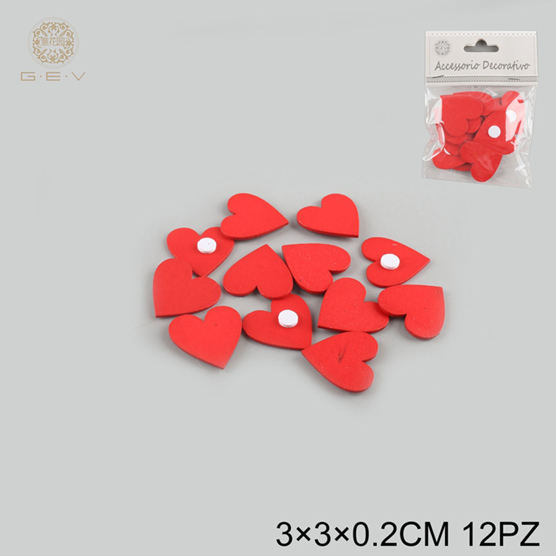 CUORE IN LEGNO ADESIVO 3CM 12PZGev