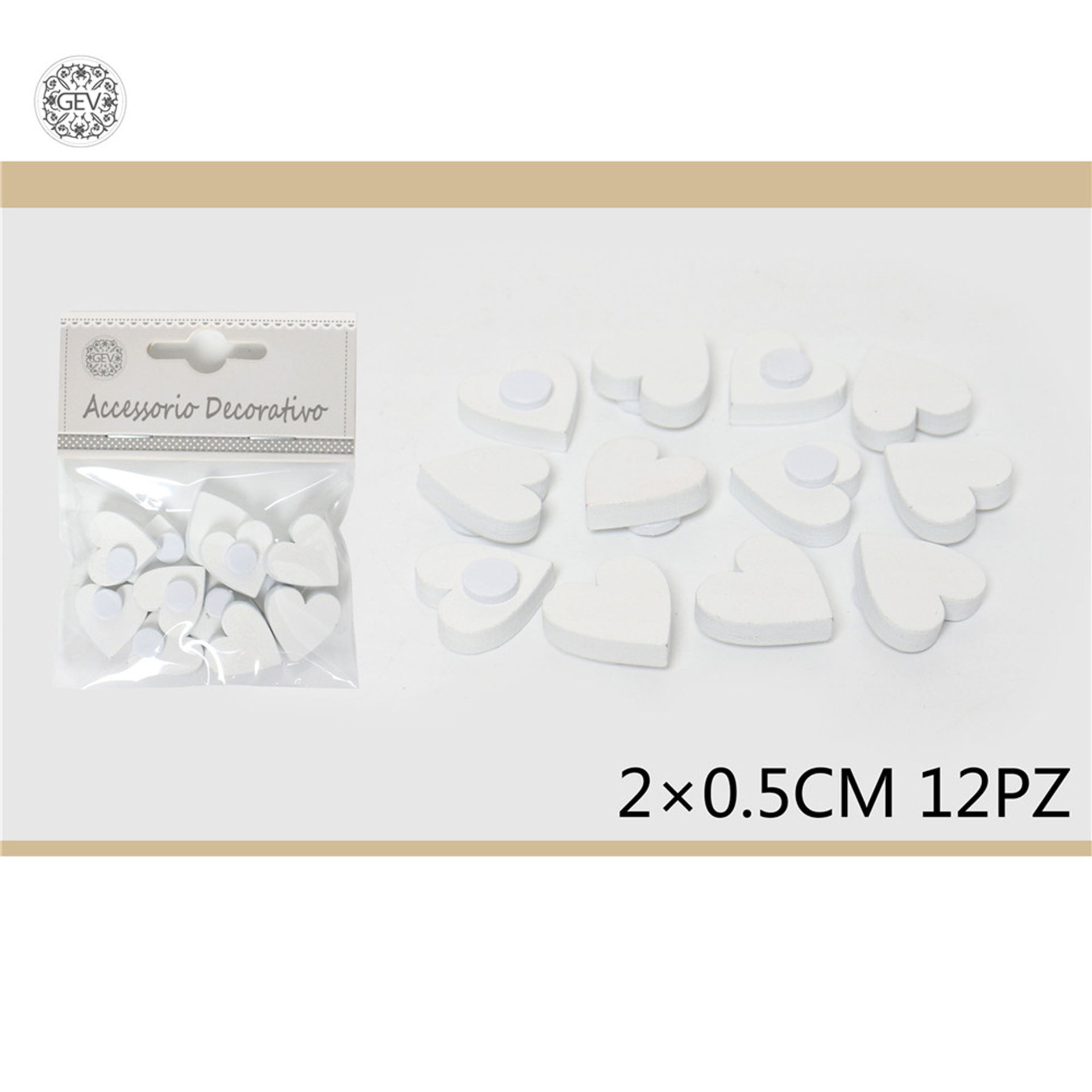 DEC.IN LEGNO CUORE 2CM 12PZ BIANCOGev