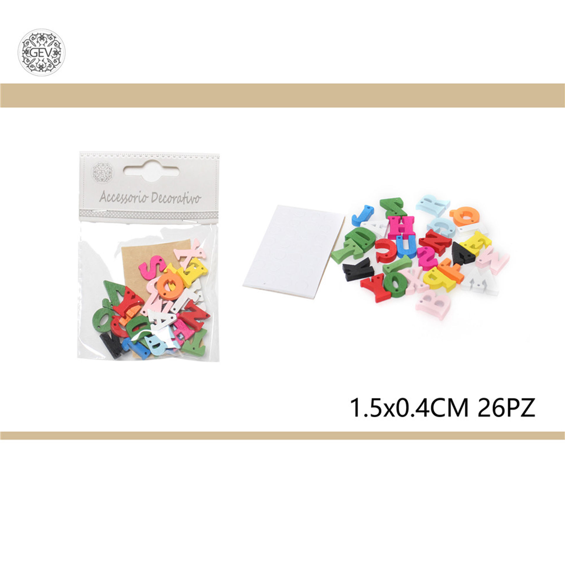 DEC.IN LEGNO LETTRE 1.5CM 24PCSGev