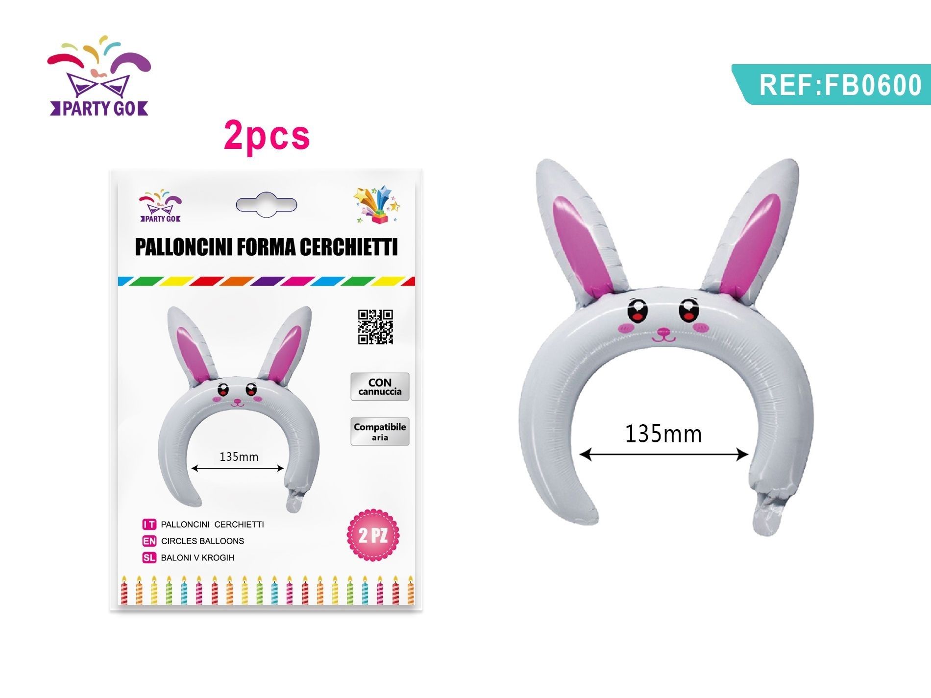 PALLONCINI FORMA CERCHIETTI 2PCParty Go