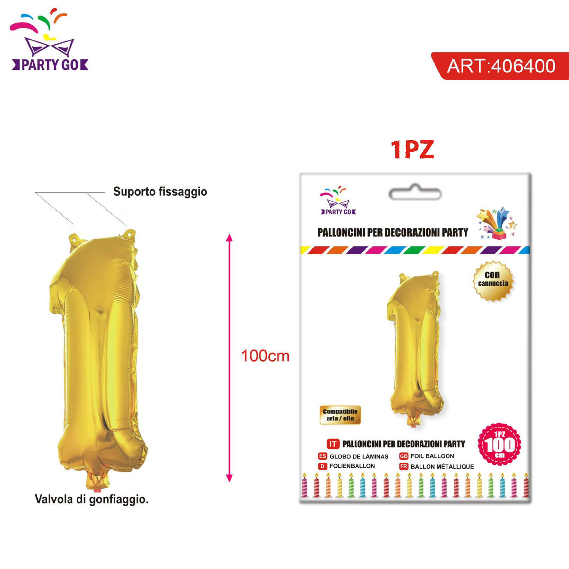 PALLONCINO ALLUMINIO N1 100CMParty Go