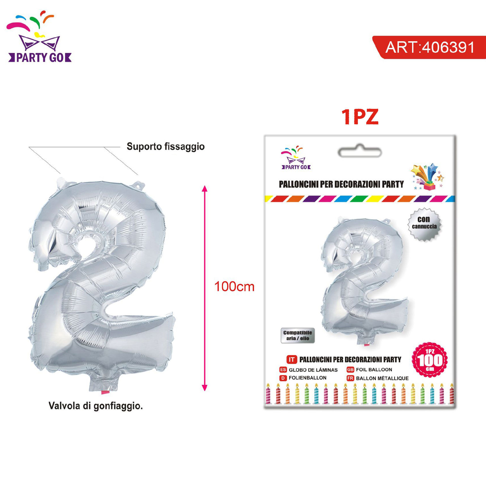 PALLONCINO ALLUMINIO N2 100CMParty Go