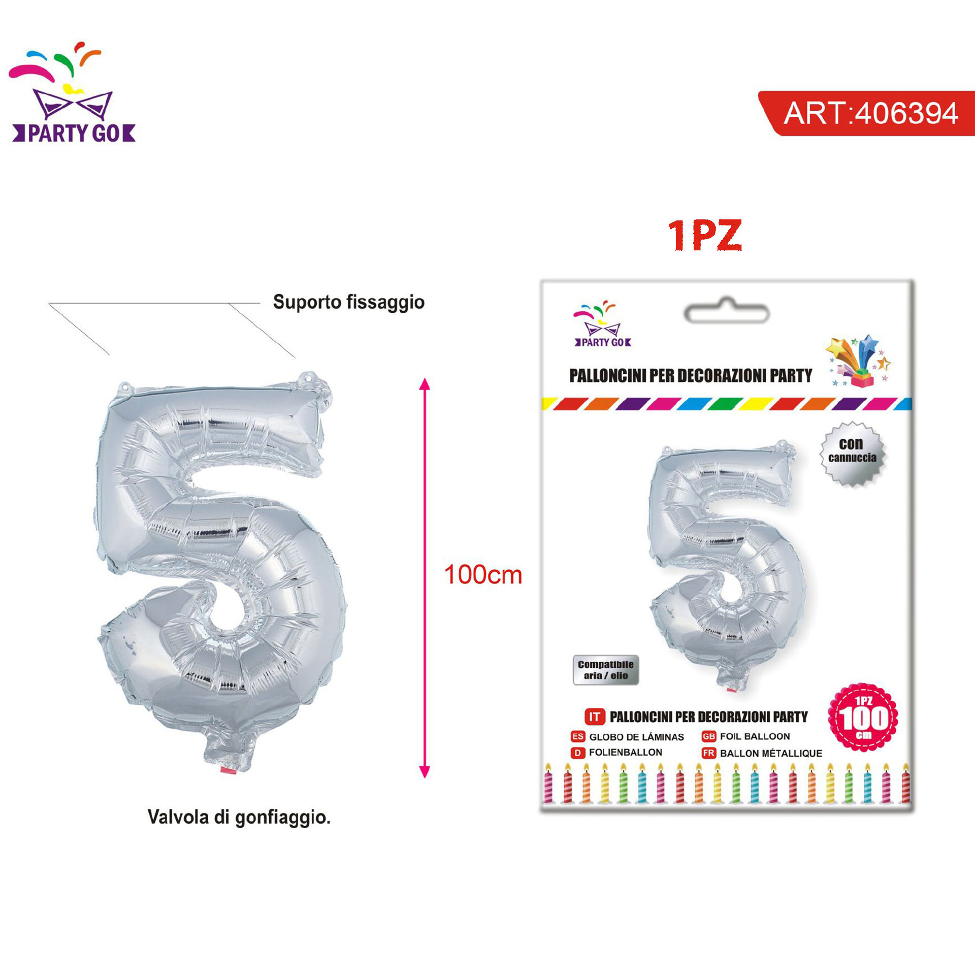 PALLONCINO ALLUMINIO N5 100CMParty Go