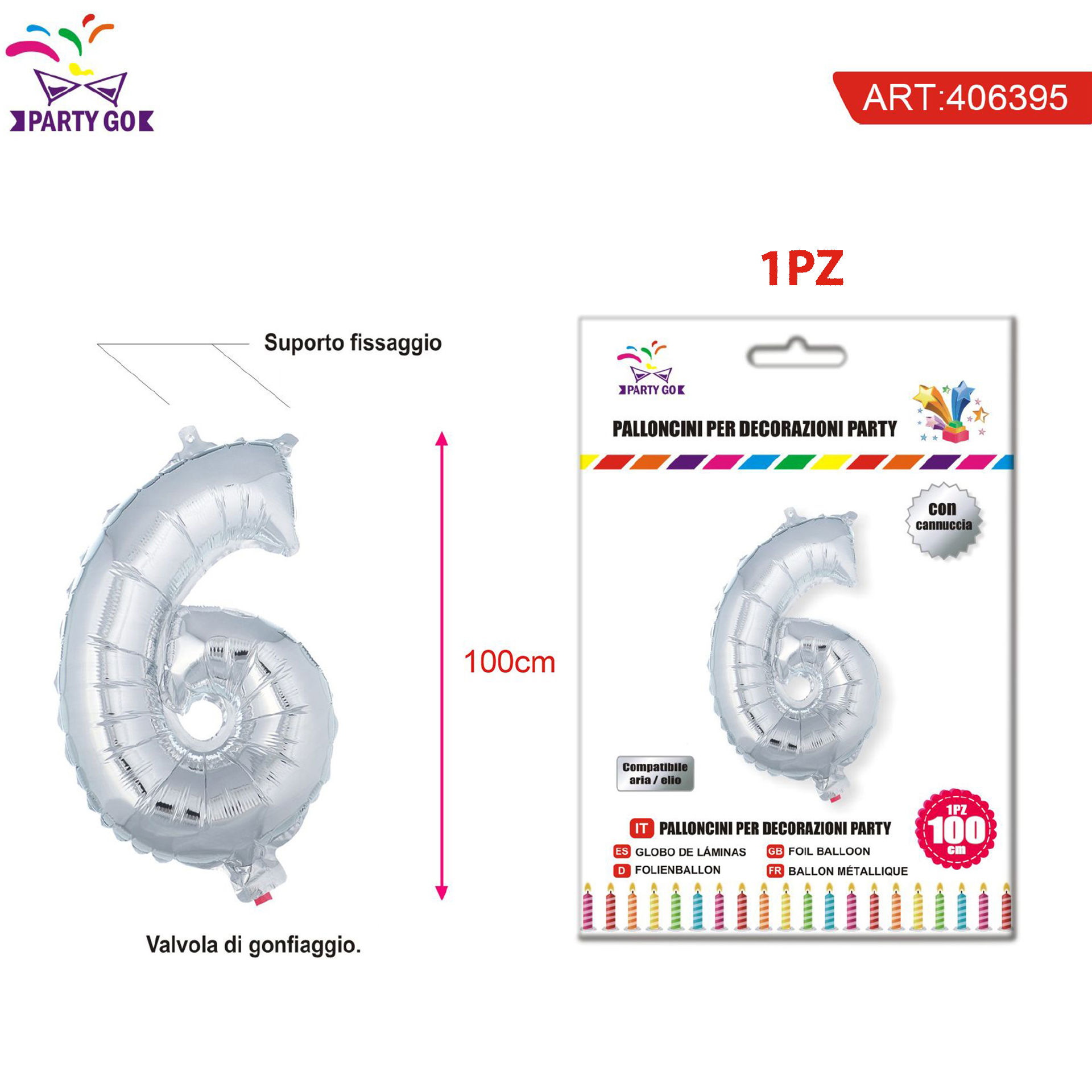 PALLONCINO ALLUMINIO N6 100CMParty Go