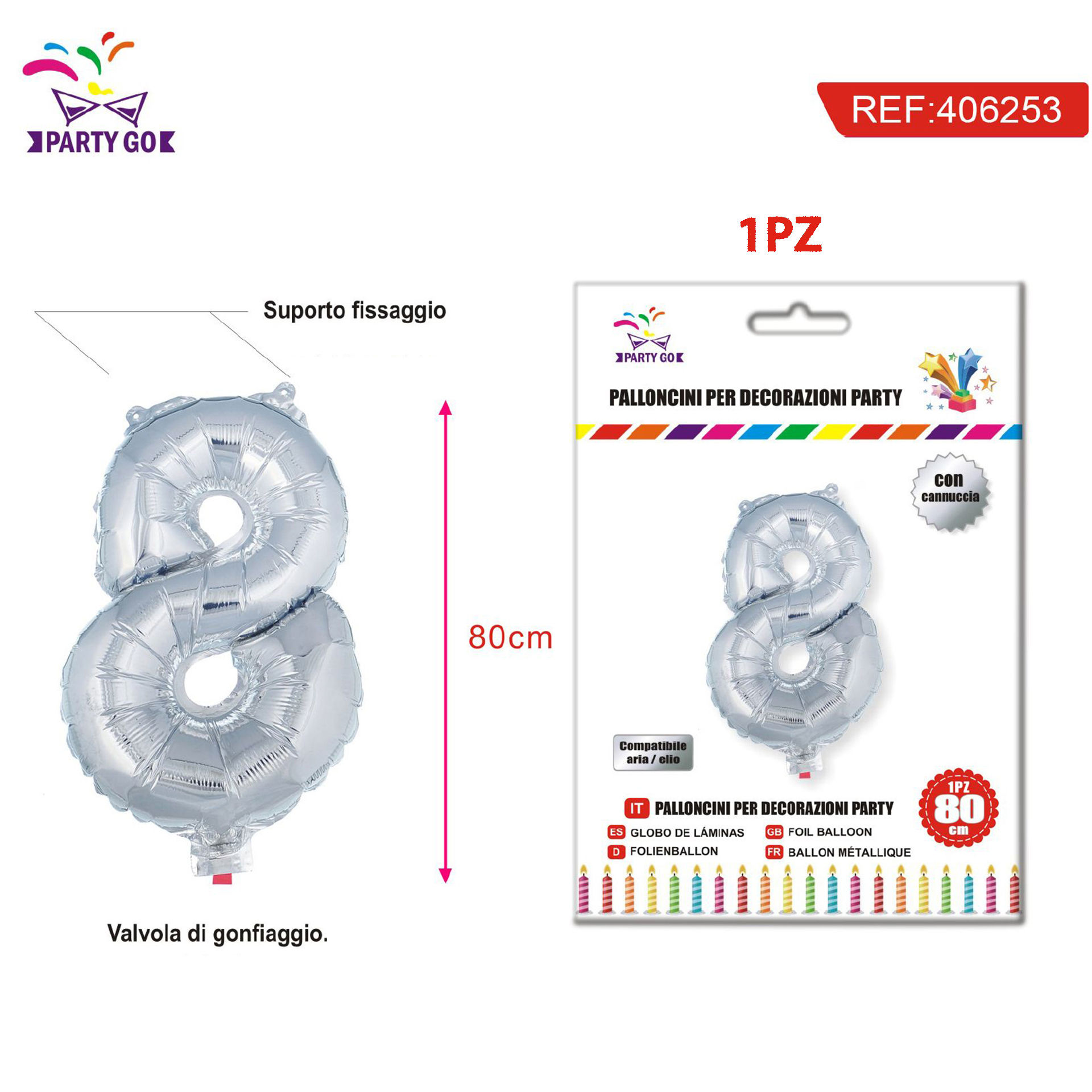 PALLONCINO ALLUMINIO N8 80CMParty Go