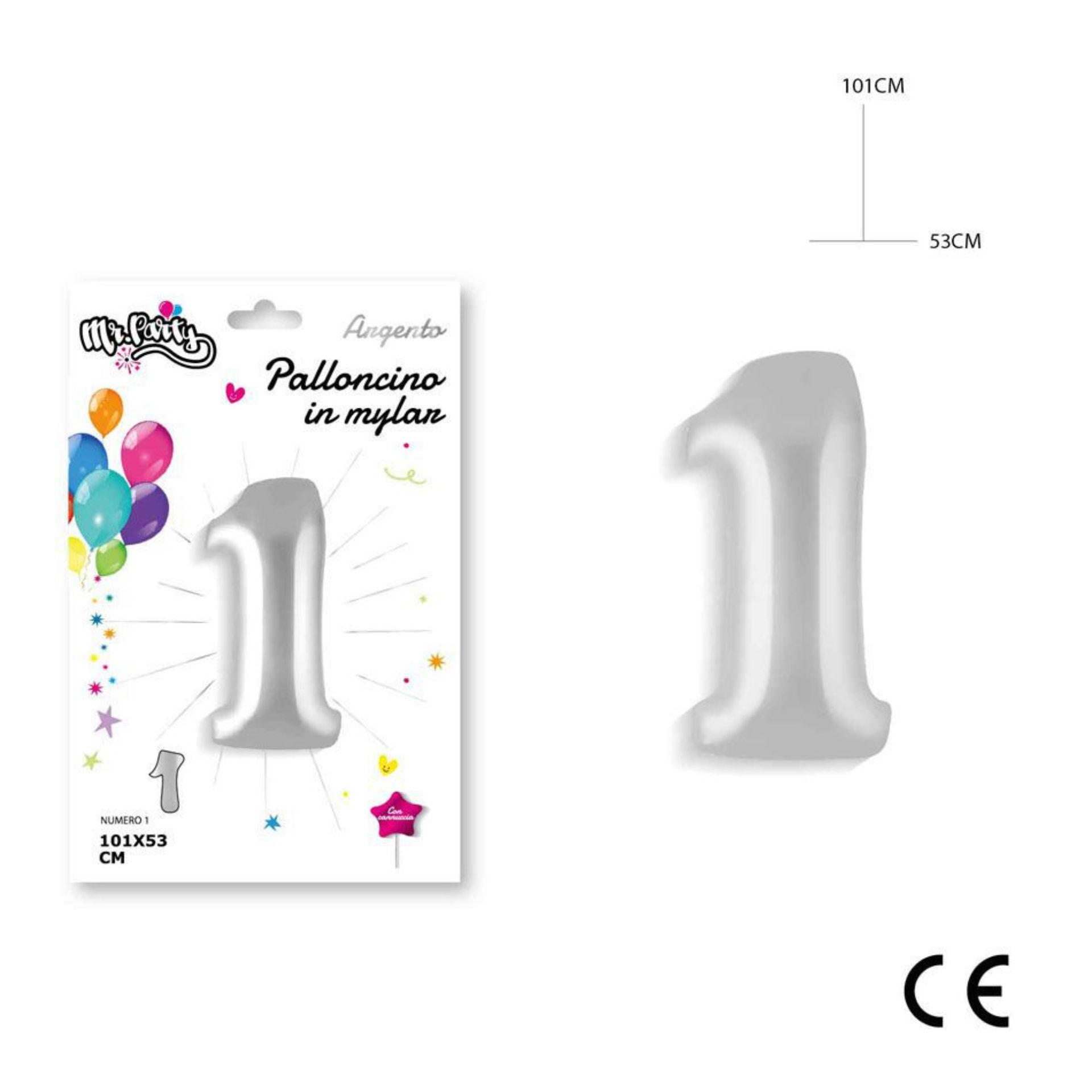 MR.PARTY PALLONCINO MYLAR ARGENTO 1 101X53CMDc
