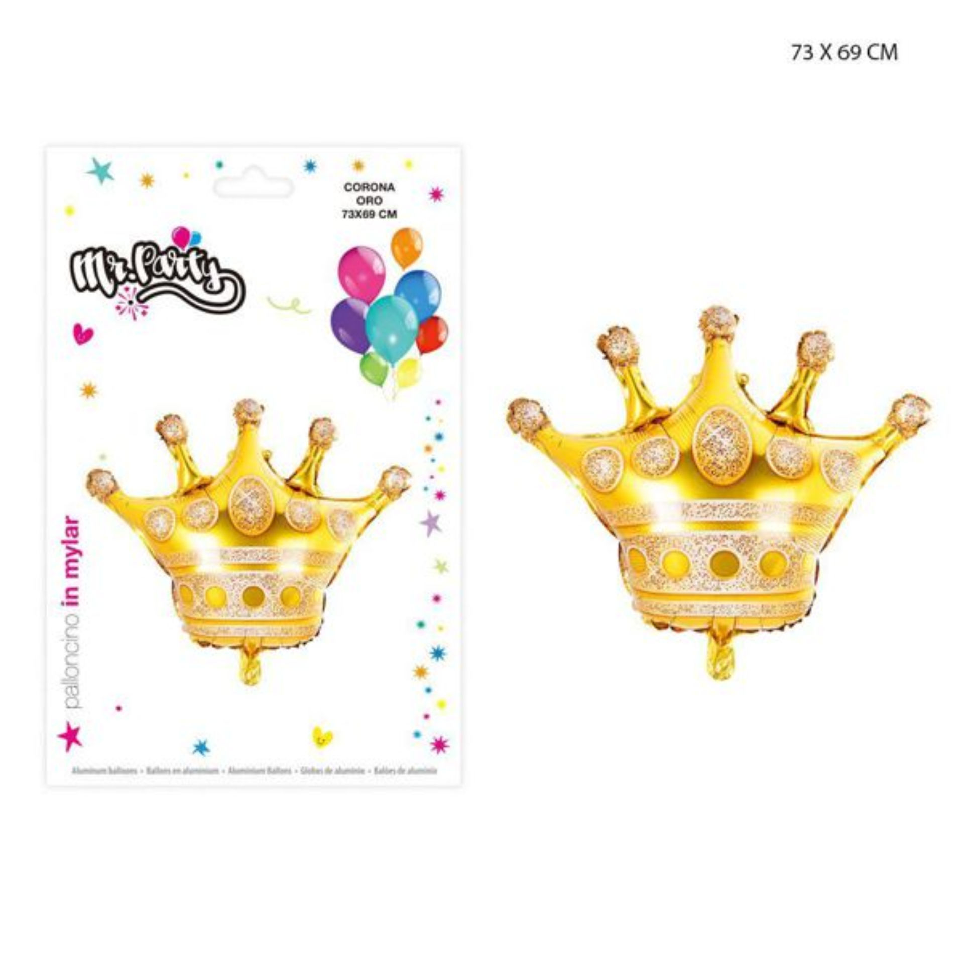 MR.PARTY PALLONCINO MYLAR CORONA ORO 73X69CMDc