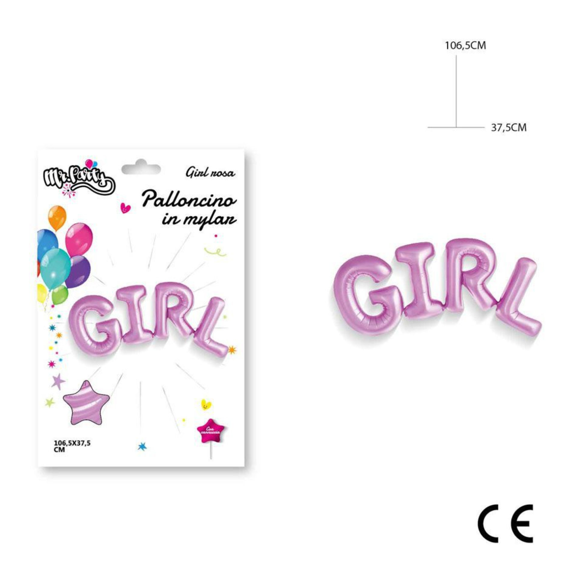 MR.PARTY PALLONCINO MYLAR GIRL 106.5X37.5CM ROSADc