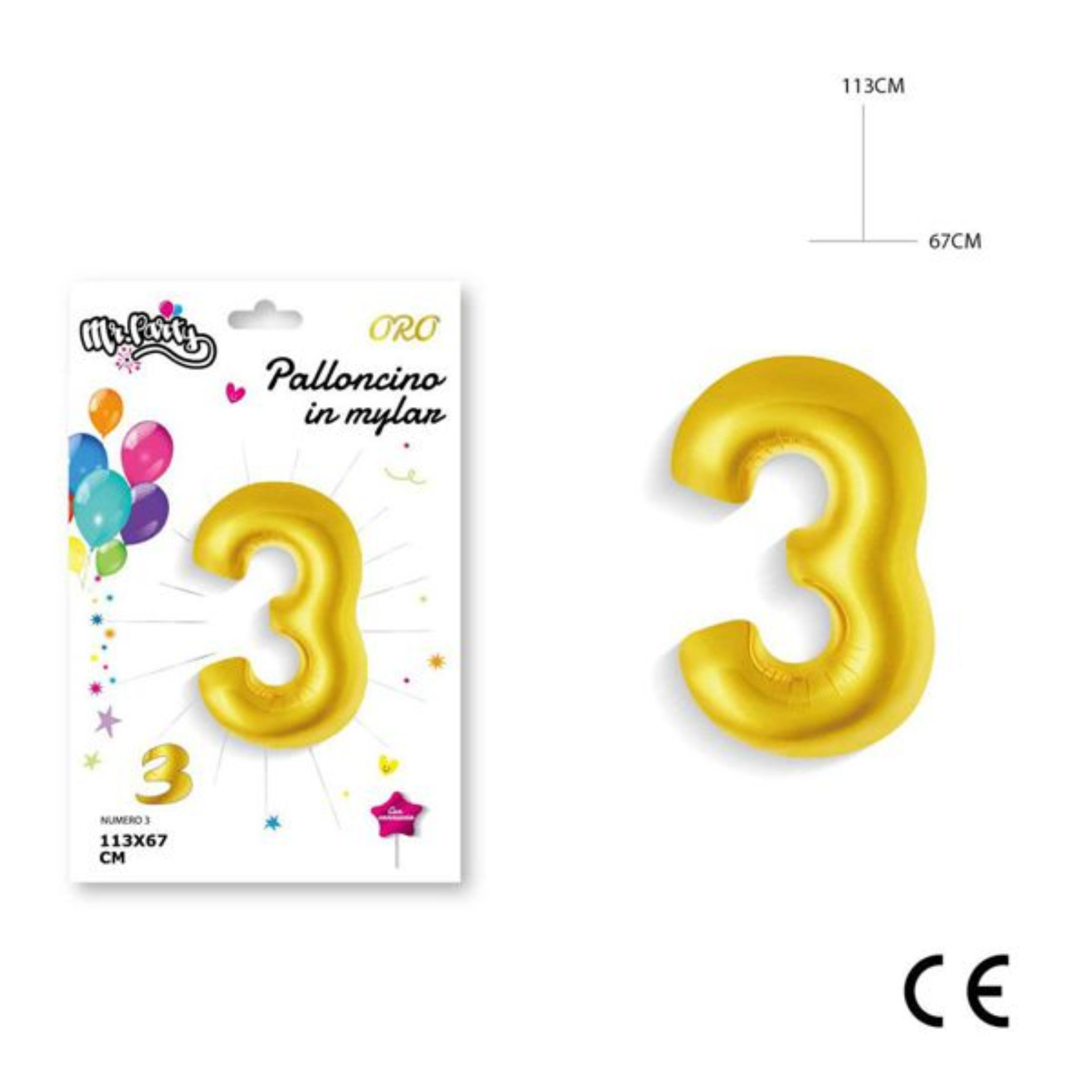 MR.PARTY PALLONCINO MYLAR ORO 3 113X67CMDc