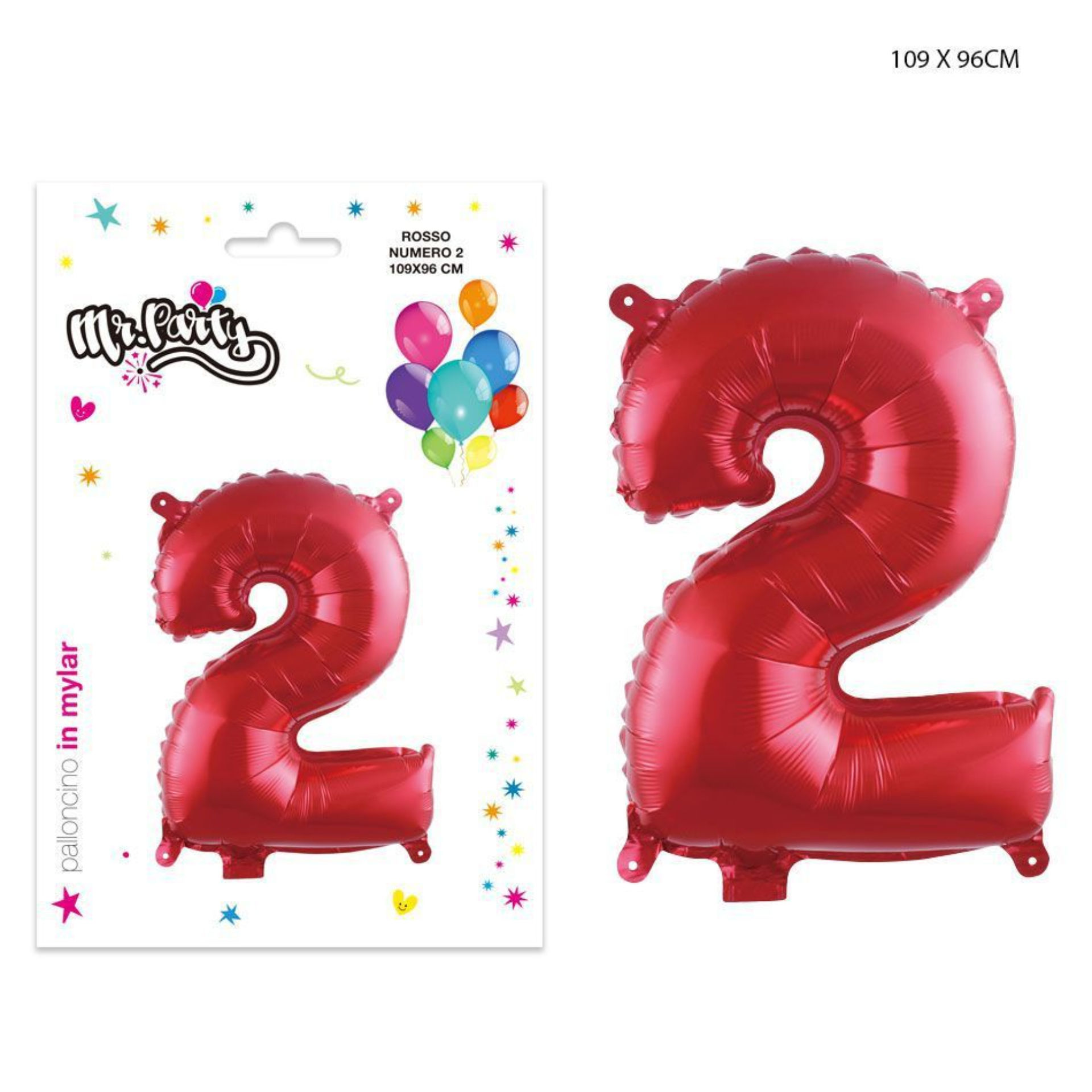 MR.PARTY PALLONCINO MYLAR ROSSO 2 109X96CMDc