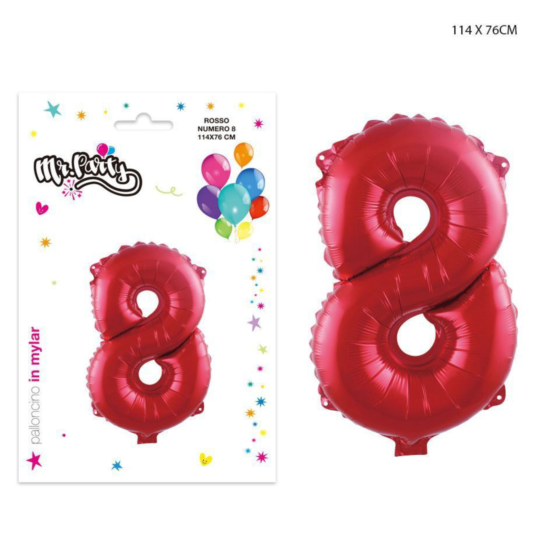 MR.PARTY PALLONCINO MYLAR ROSSO 8 114X76CMDc