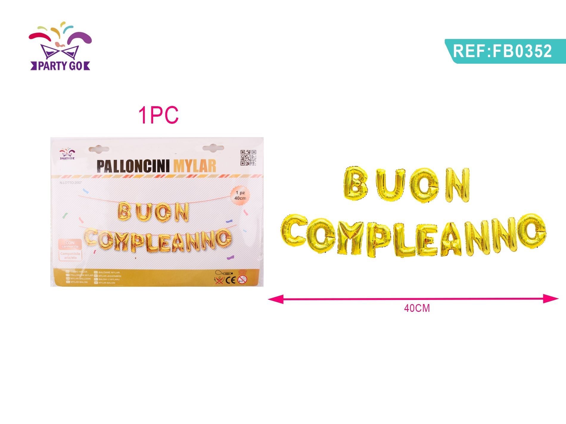 PALLONCINO ALLUMINIO BUON COMPLEANNO 40CMParty Go