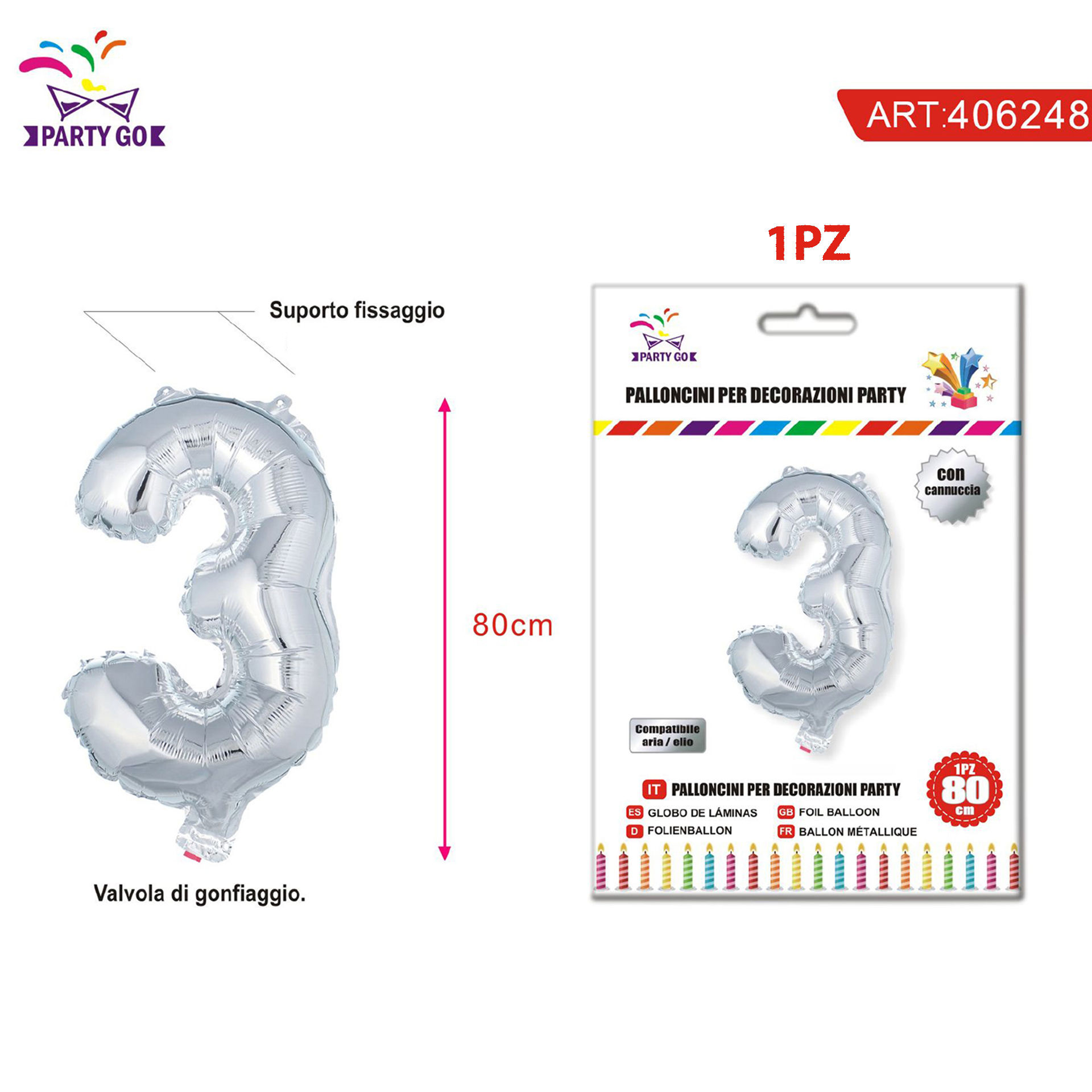 PALLONCINO ALLUMINIO N3 80CMParty Go