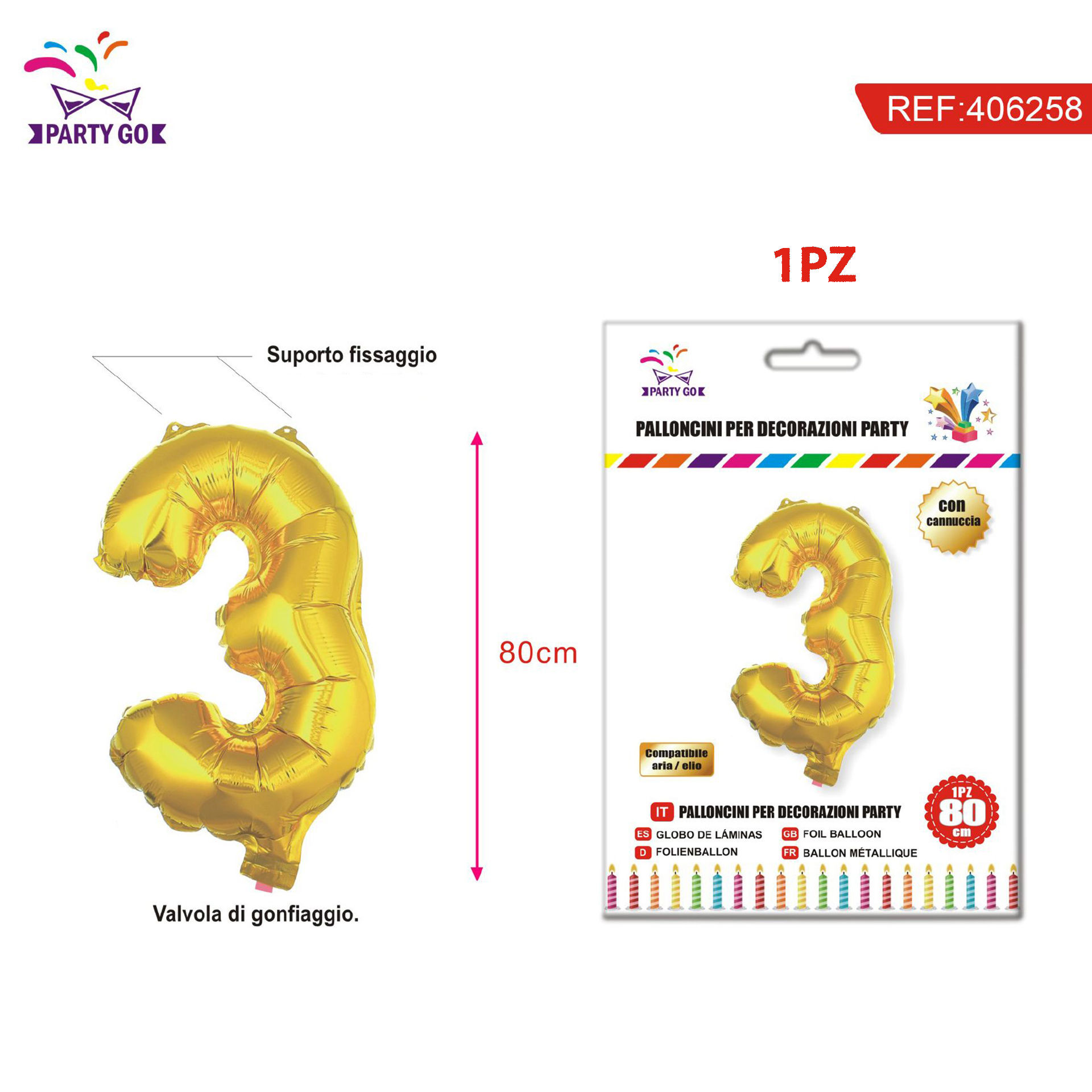 PALLONCINO ALLUMINIO N3 80CMParty Go