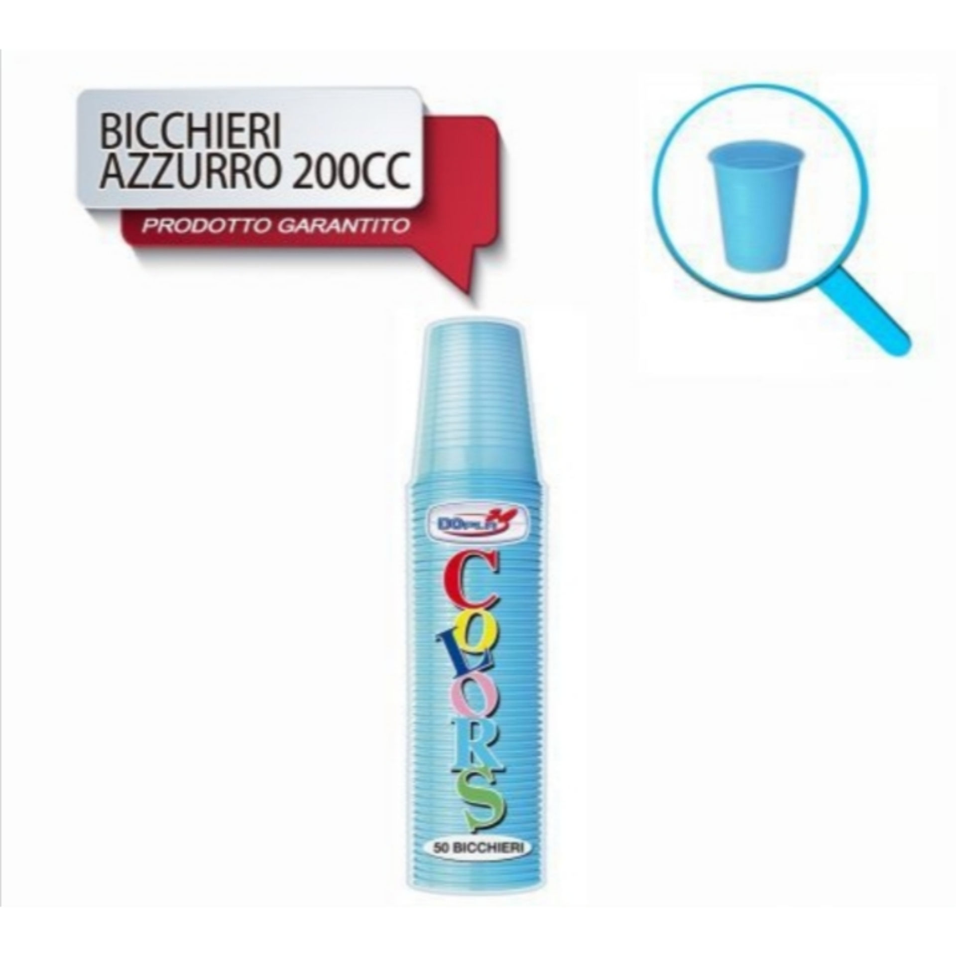 BICCH 200ML R 50PZ AZZURRO DODopla