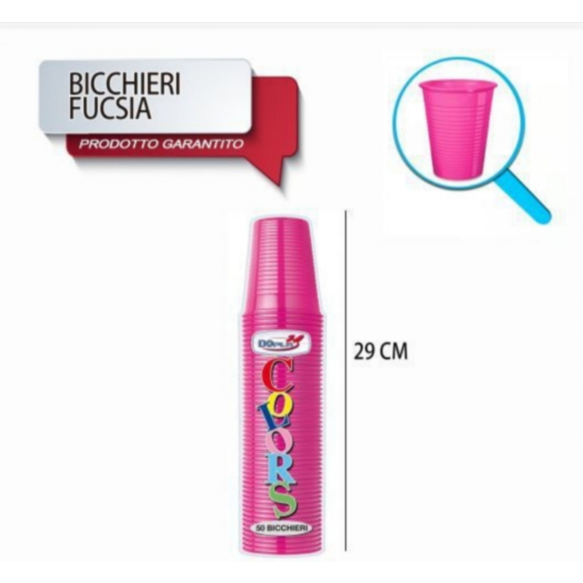 BICCH 200ML R 50PZ FUCSIA DODopla