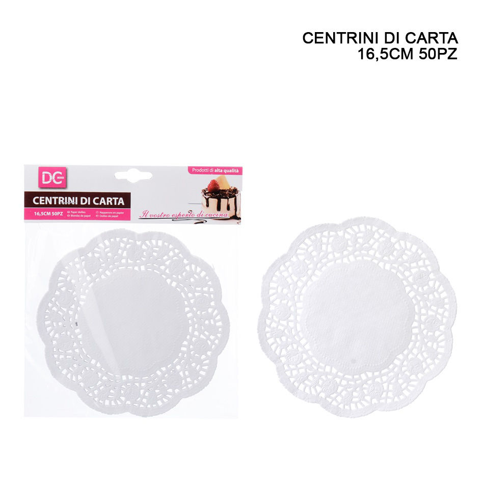 CENTRINO CARTA TONDO 16,5CM 50PZ BIANCODc