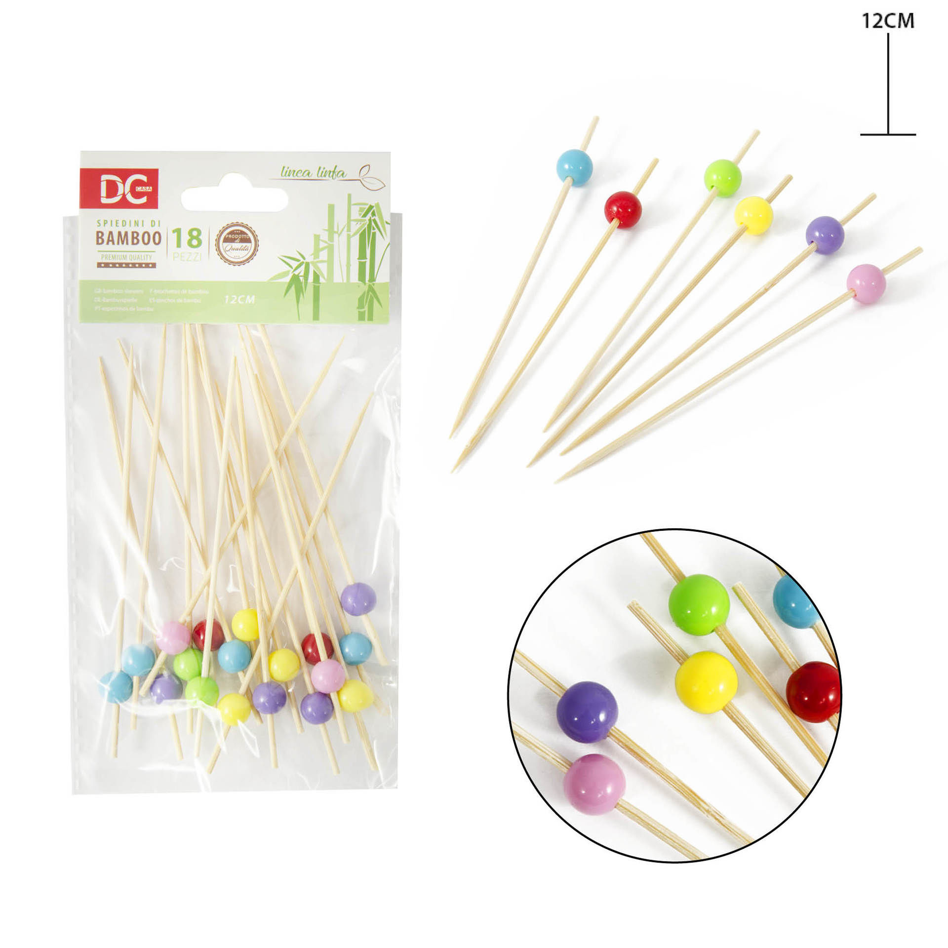 DC CASA SPIEDINI BAMBU 12CM 18PZ PALLINEDc