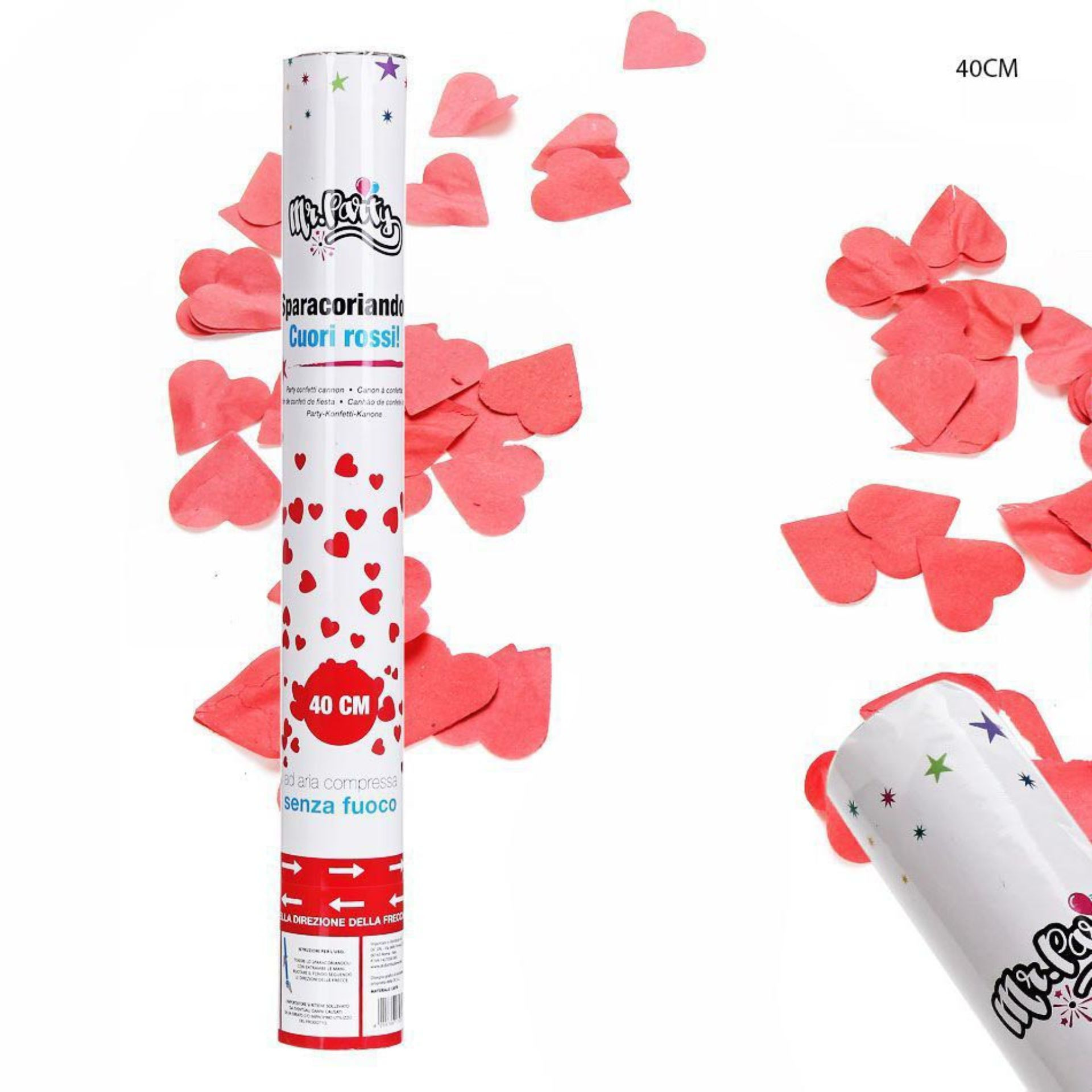 MR.PARTY SPARACORIANDOLI CUORE ROSSO TUBO 40CMDc