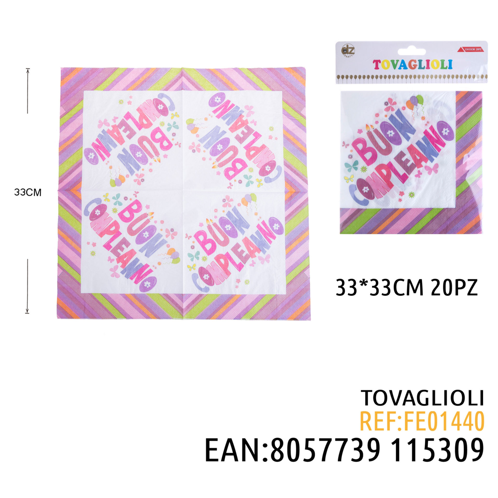 TOVAGLIOLINI DI CARTA 33*33Dz