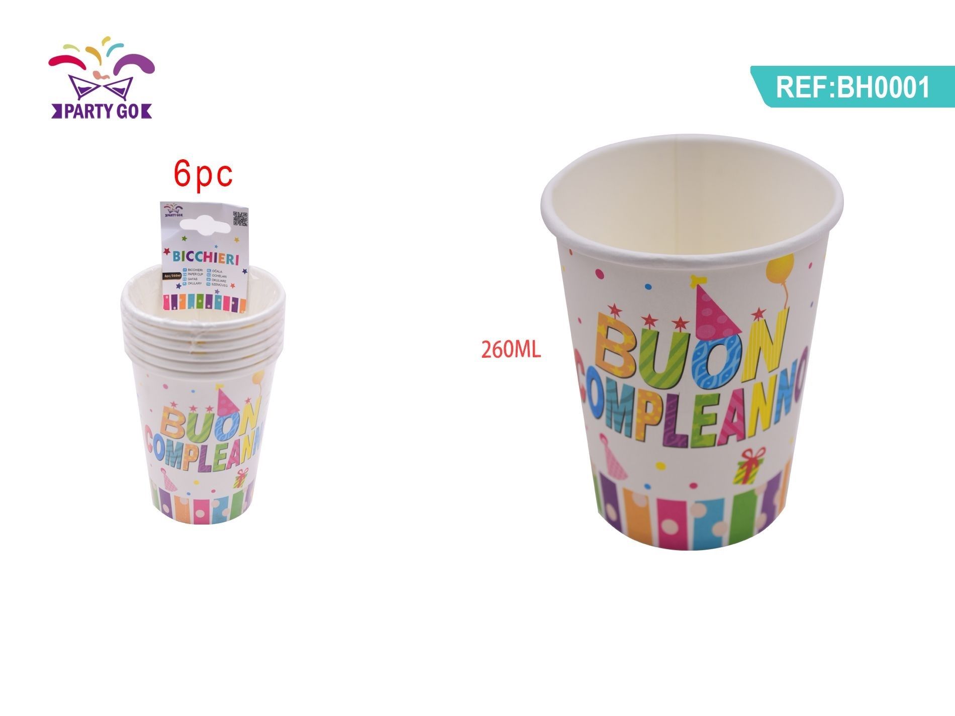 9OZBUON COMPLEANNO BICCHIERE DI CARTAParty Go
