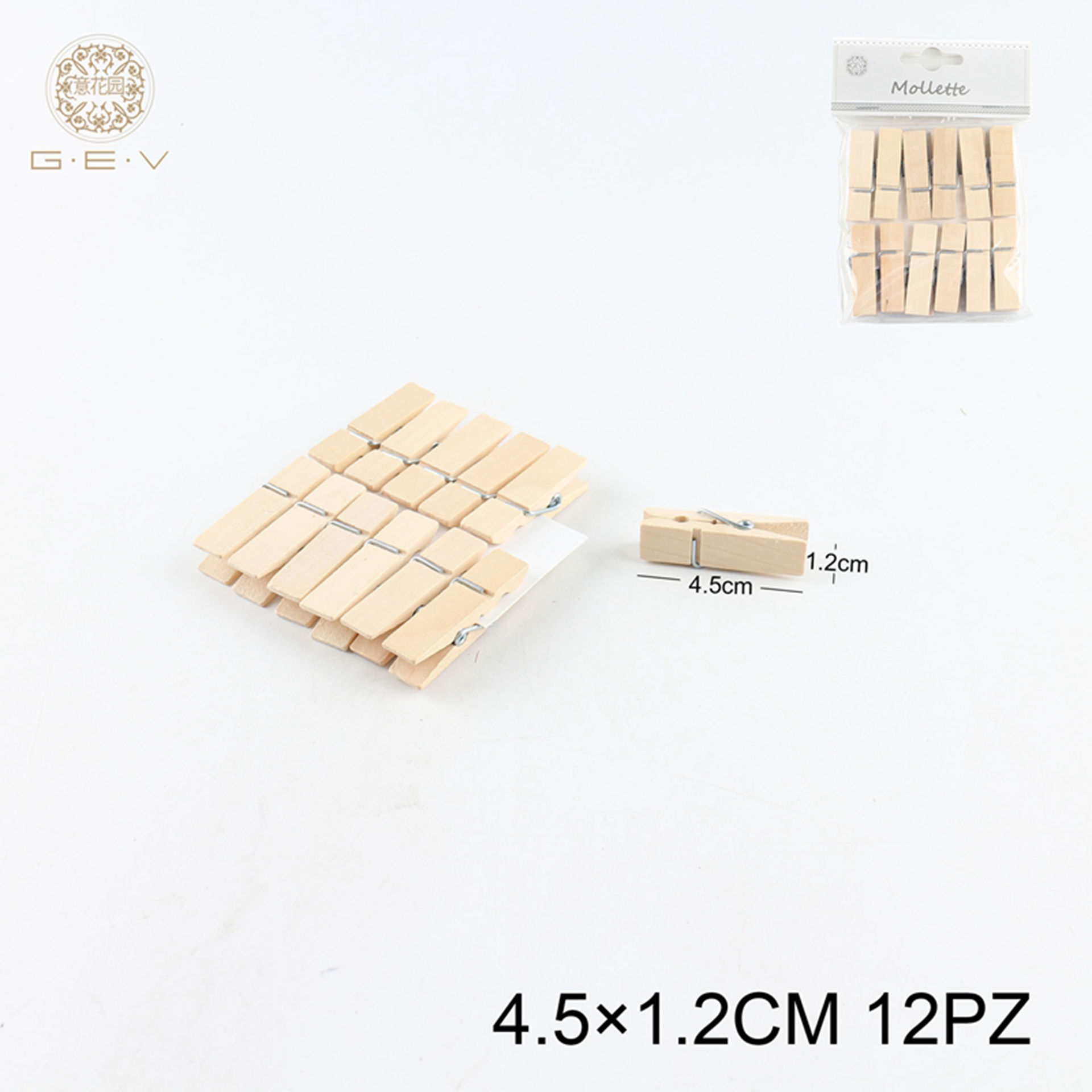 MOLLETTE IN LEGNO 4.5X1.2CM 12PZGev