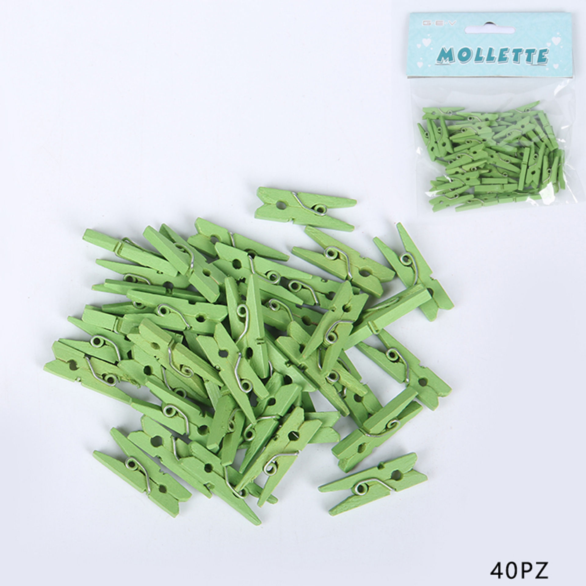 MOLLETTE LEGNO 2.5CM CF.40PZ VERDEGev