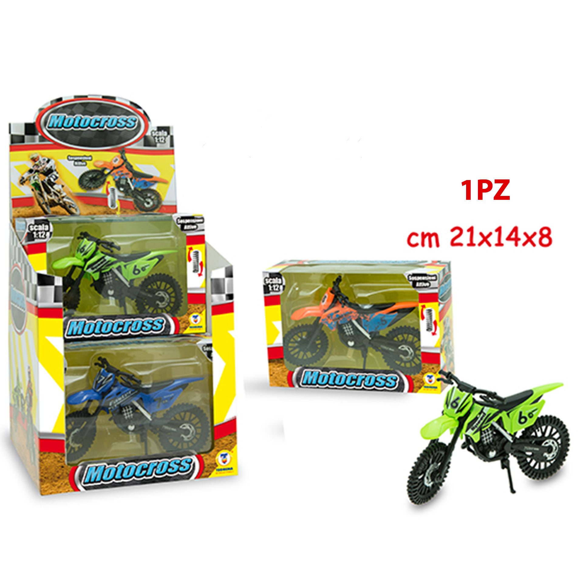 TEO S - MOTOCROSS SCALA1:12 3 COL 6PZ DISPLAYTeorema