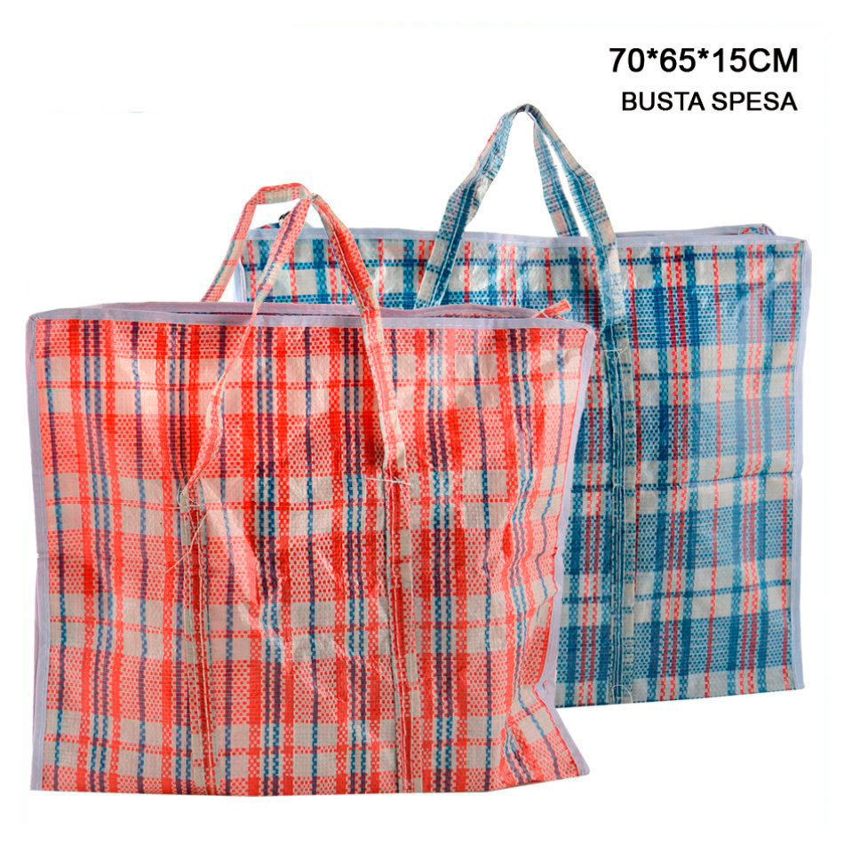BUSTA SPESA PLASTICA SCOZZESE 70X65X15CM ASS.Dc