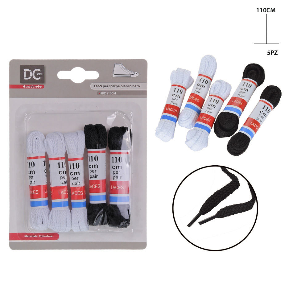 LACCI SCARPE 110CM BIANCO NERO 5PAIADc