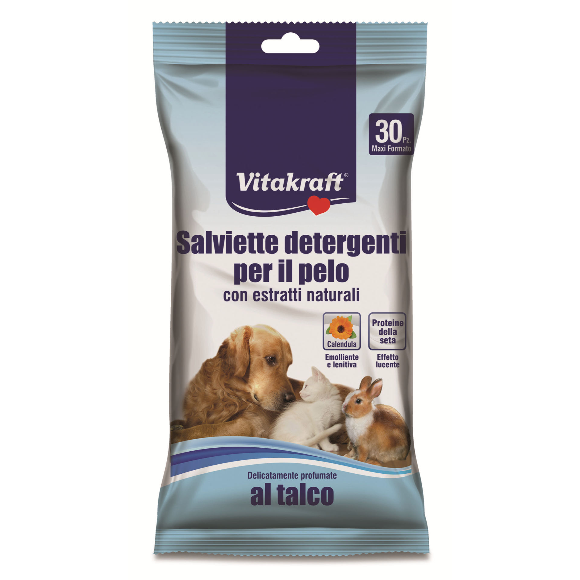 SALVIETTE DETERGENTE PELO 30PZ AL PROFUMO DI TALCOVitakraft