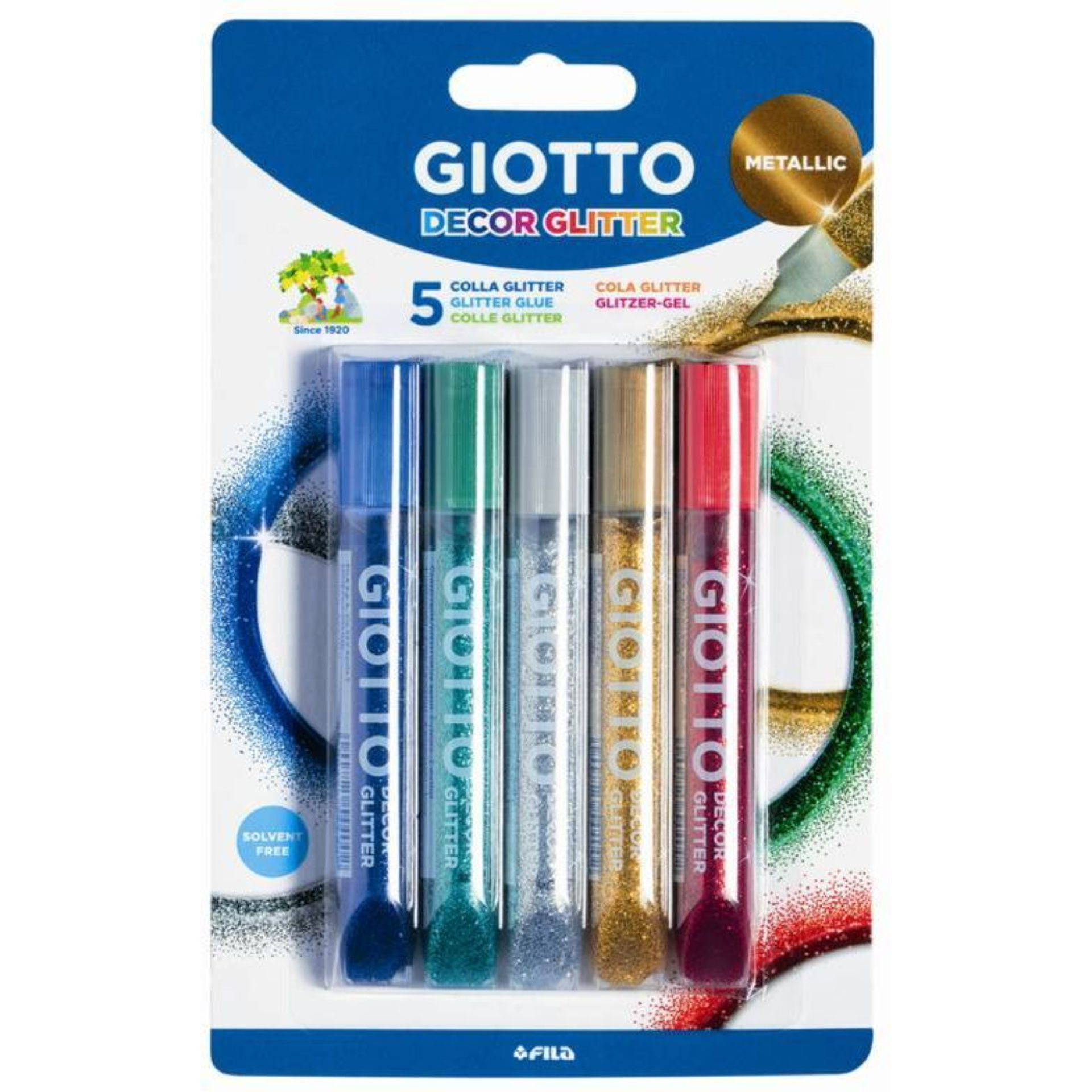 COLLA GIOTTO DECOR GLITTER 5 X 10,5ML METALLICGiotto